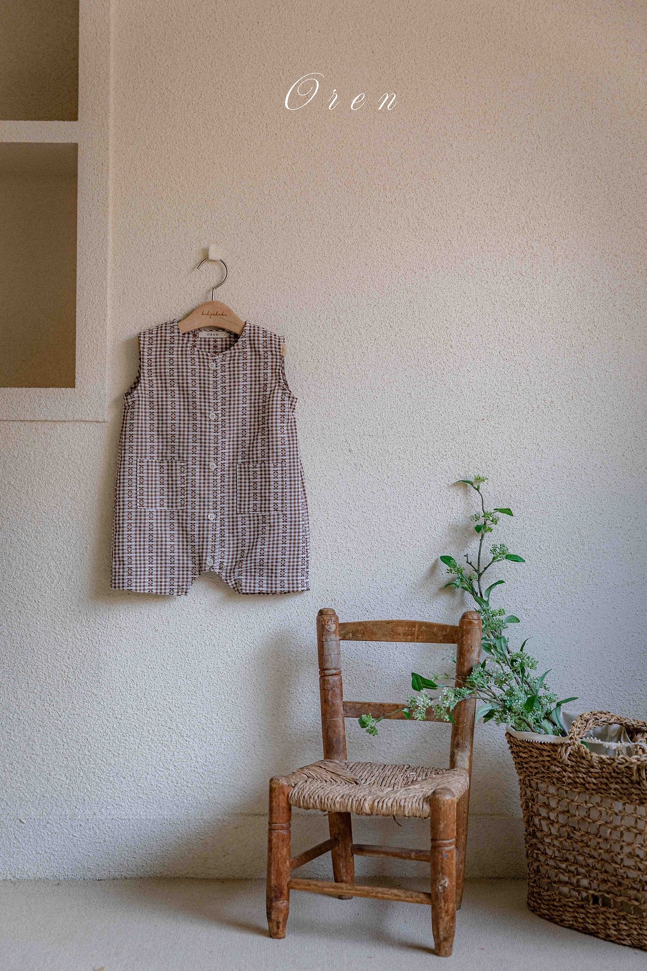 ☀️預訂 韓國直送☀️🇰🇷Oren Camille 棕色提花背心連身服/漁夫帽