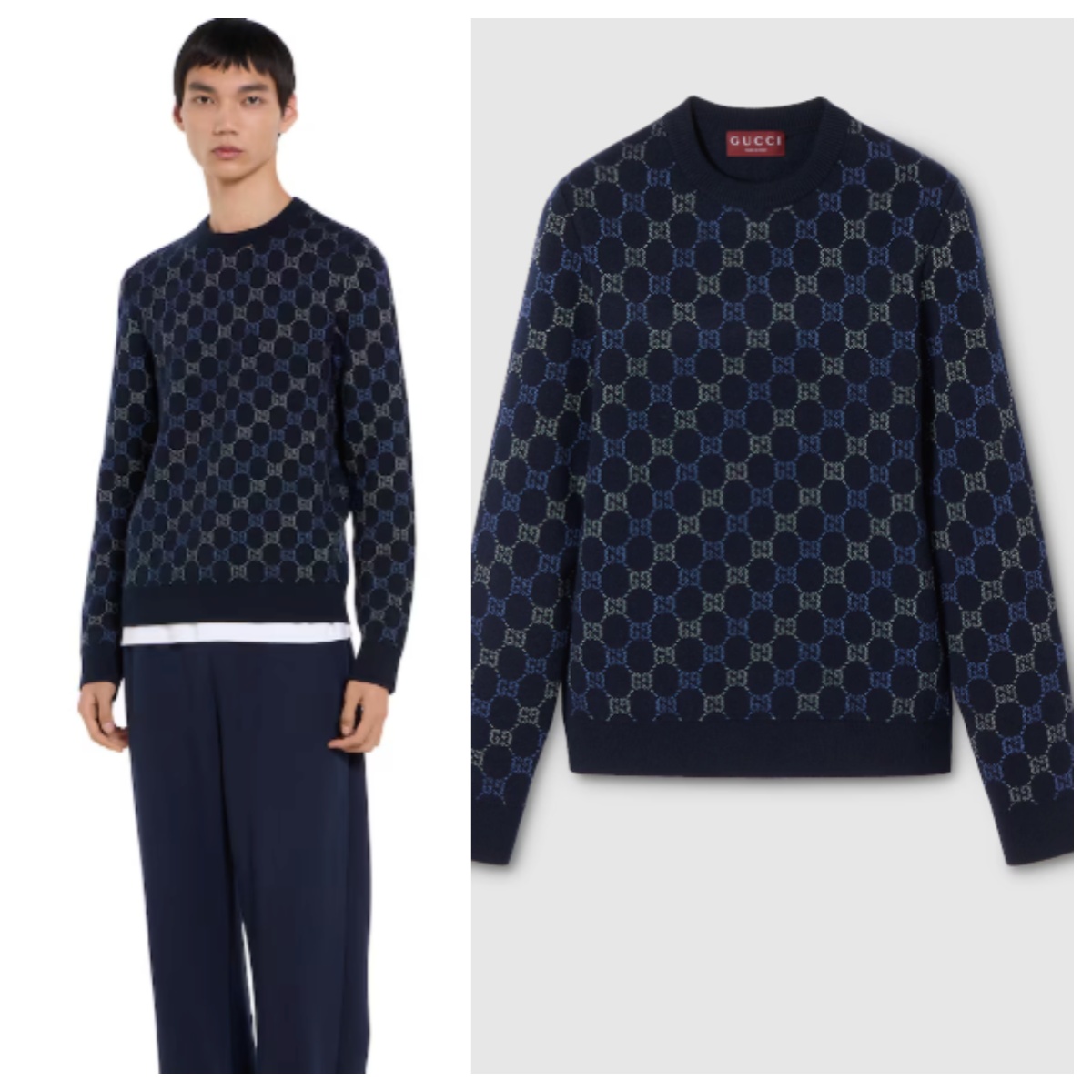 【頂級原單】GUCCI GG 提花羊毛圓領冷衫