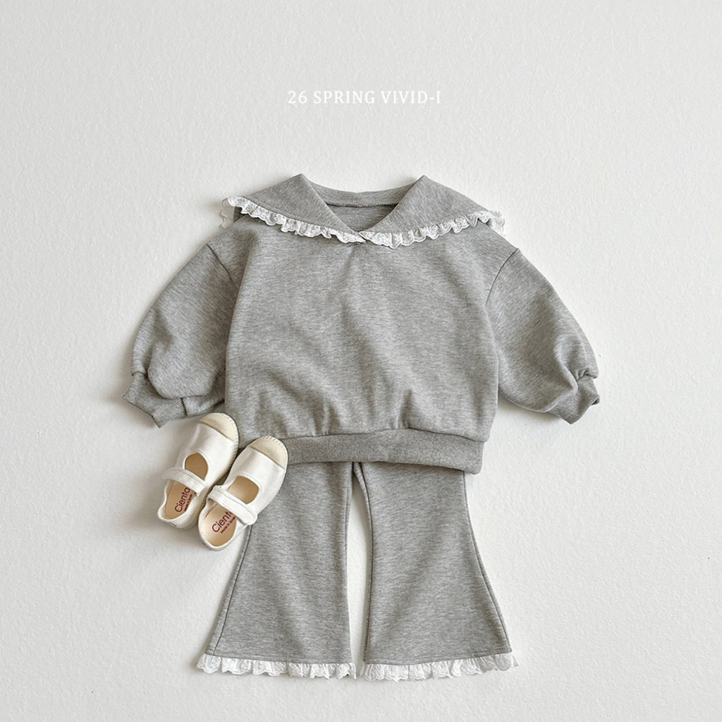 🌸預訂 韓國直送🌸🇰🇷VIVIDI三色蕾絲水手領泡泡袖喇叭褲上下套裝