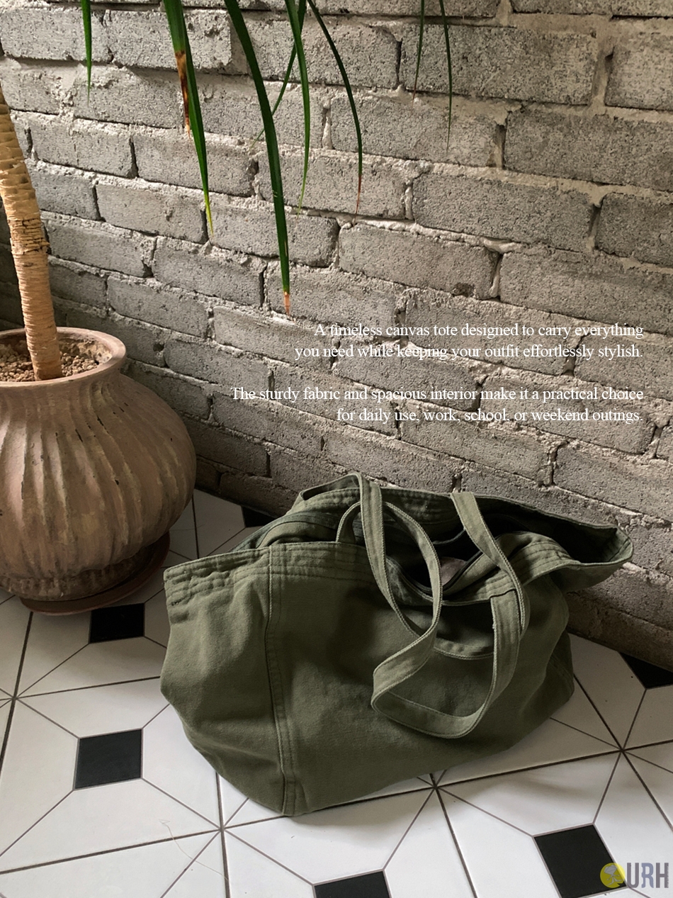 【100%保證韓國直送】Apos Daily 復古高密度重磅帆布拉鍊 Tote Bag 👜 [3 color] RL115040
