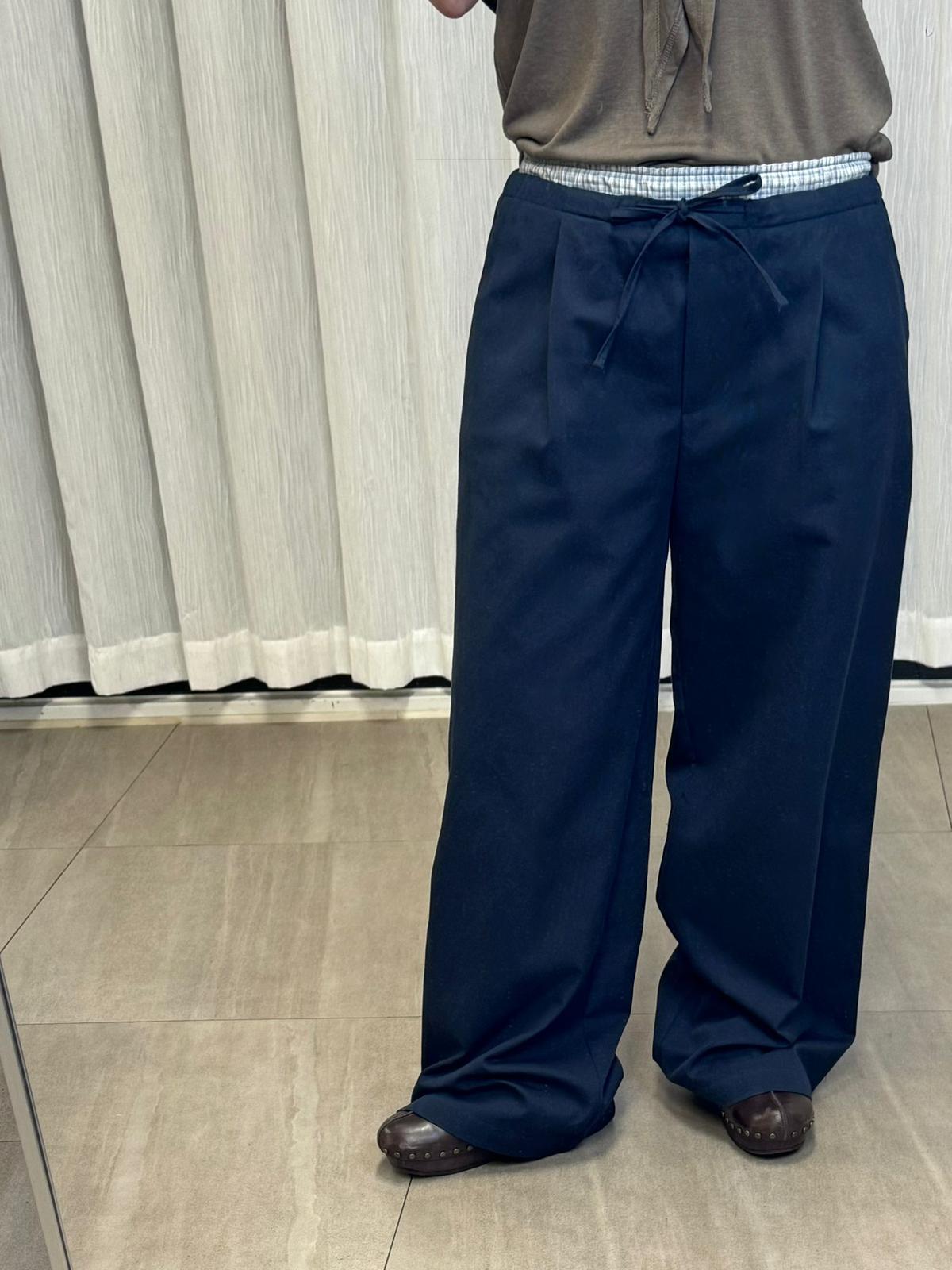 221137 格仔橡筋闊褲 腰 66-88 Hip 114 長101