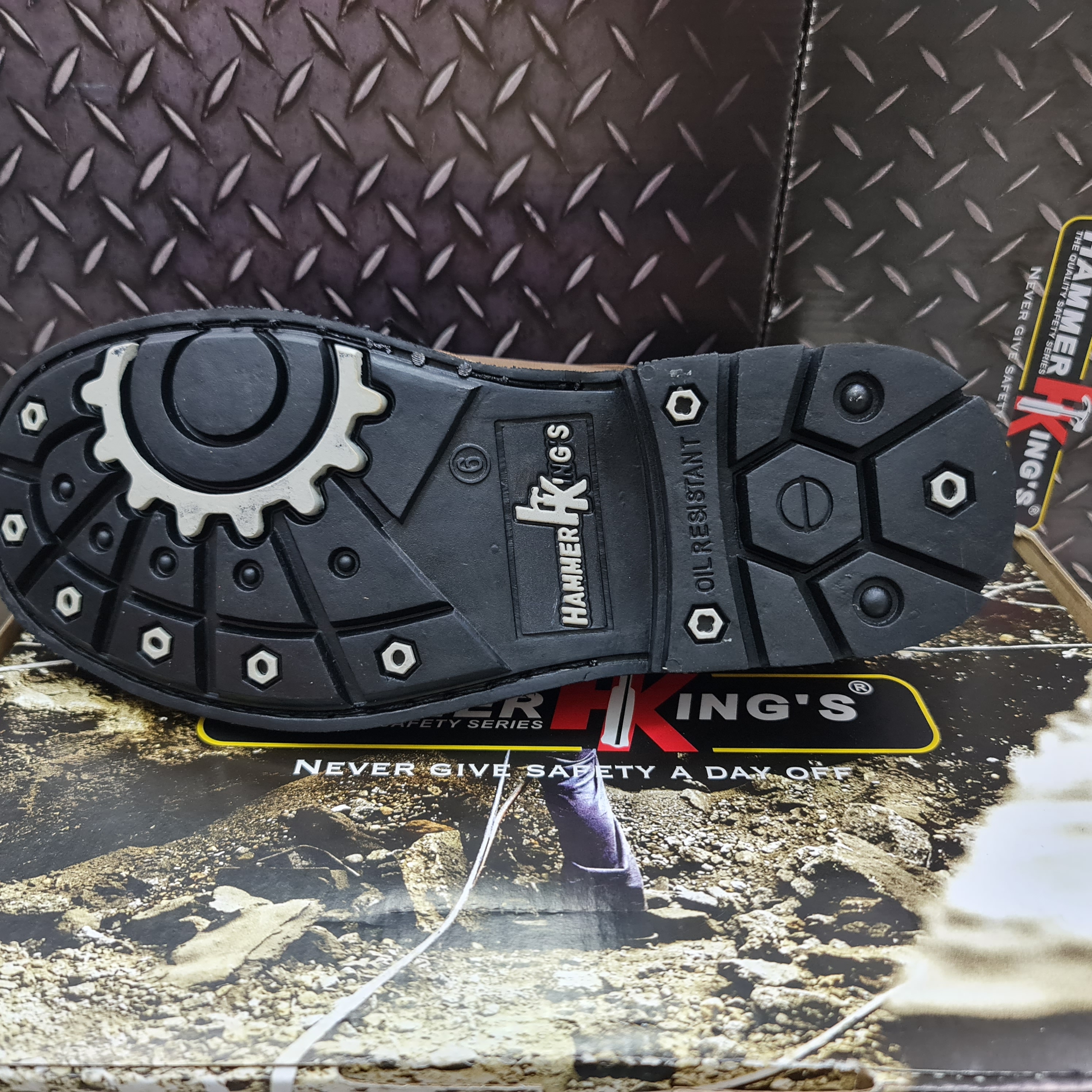 Hammer King's HK 13034 Industry Steel Toe Cap Leather Safety Shoe Kasut Keselamatan Rubber Outsole