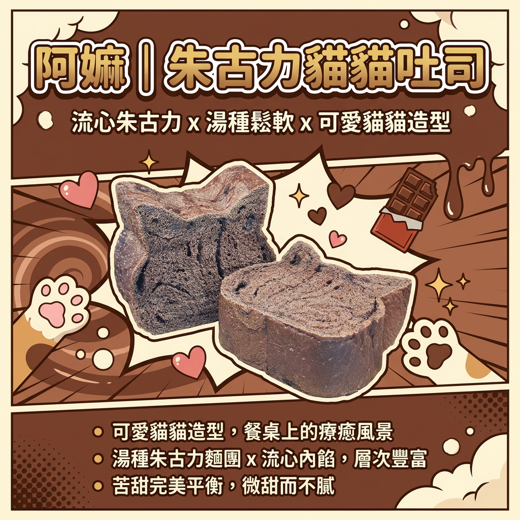 阿嫲｜朱古力貓貓吐司｜流心朱古力 x 湯種鬆軟 x 可愛貓貓造型