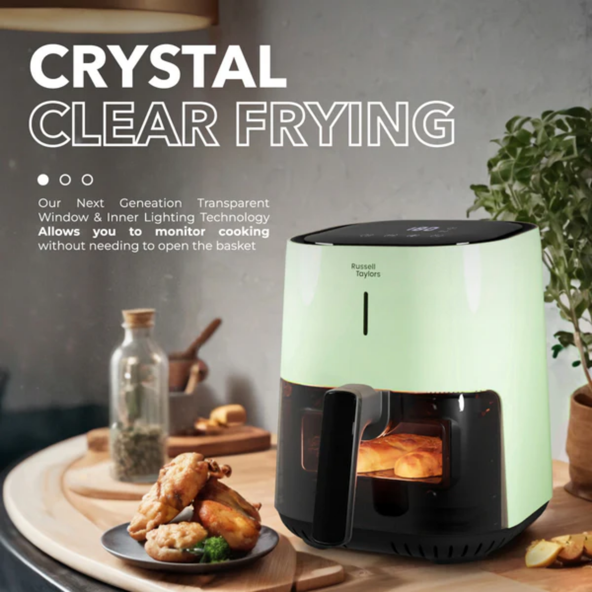 Russell Taylors 4.5L 3D Visionary Digital Air Fryer Green (Z4)