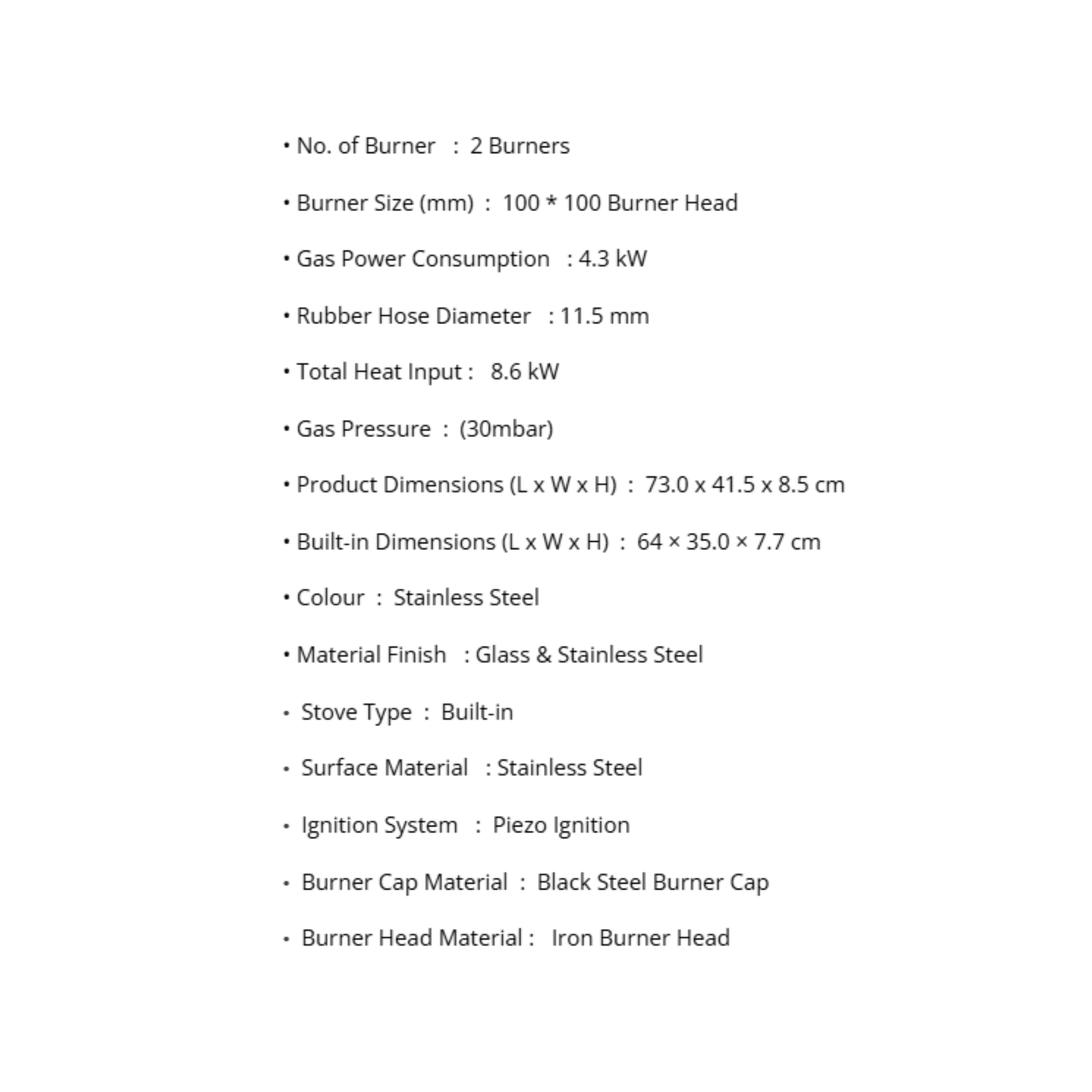 Phison 8.6kW Stainless Steel Built-In Hob PGC-704