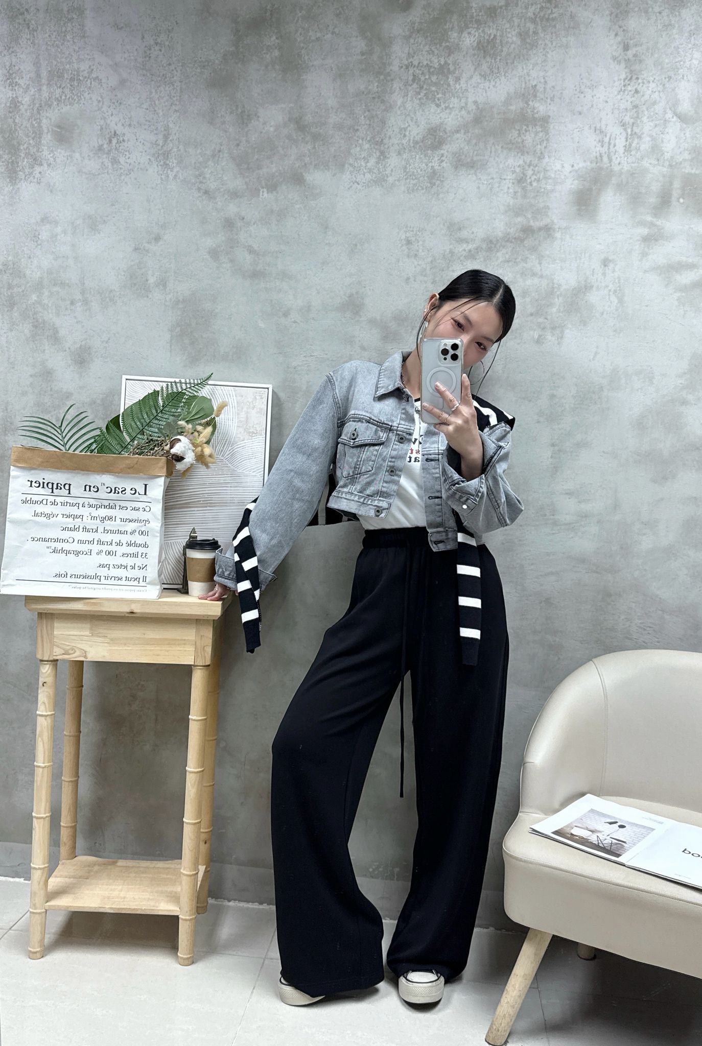 B01 後扣漸變色洗水牛仔外套