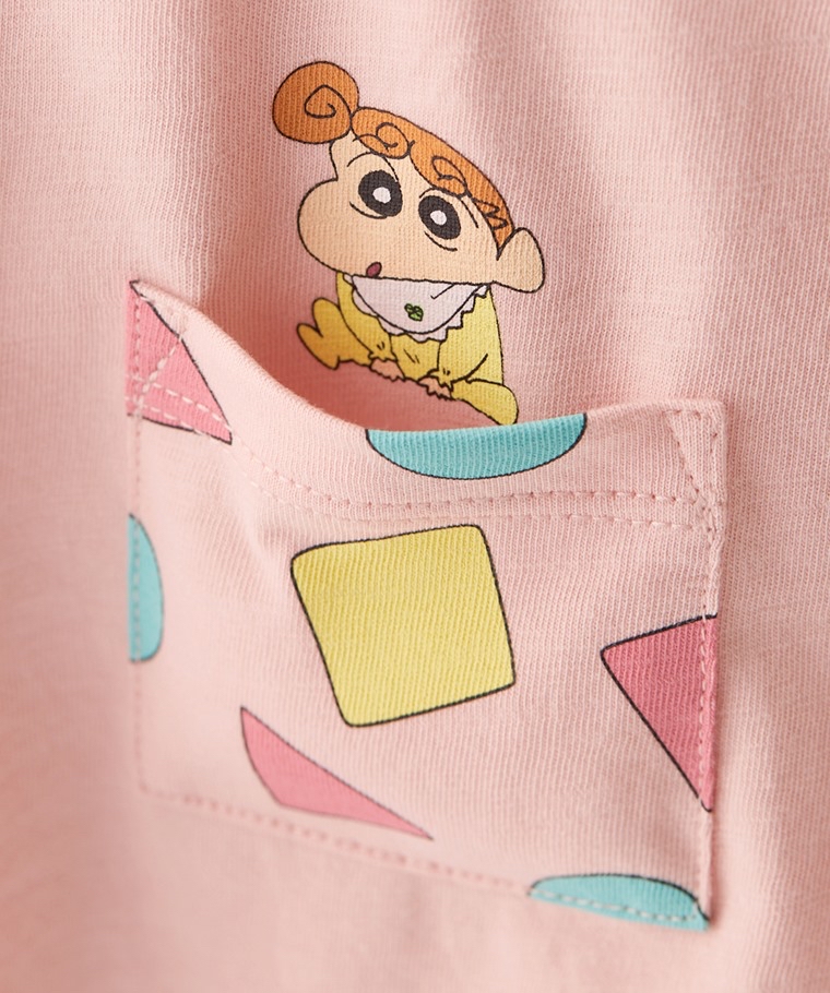 💚預訂 台灣直送💚蠟筆小新系列三色口袋印花竹節純棉短袖T恤