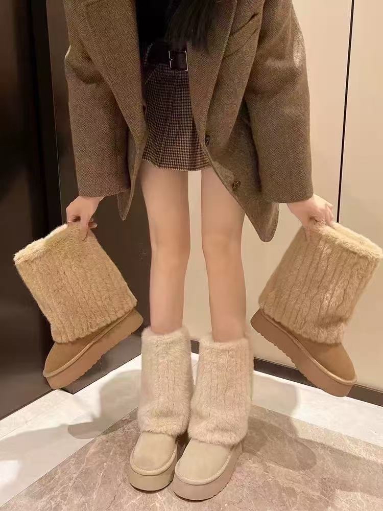 TA66 雪地毛毛袜套靴