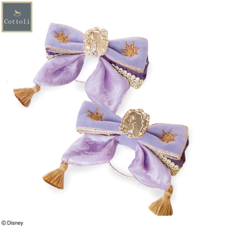 🇯🇵限時預訂 日本直送🇯🇵Cottoli x Disney公主系列長髮公主刺繡閃石流蘇蝴蝶結髮圈兩件套