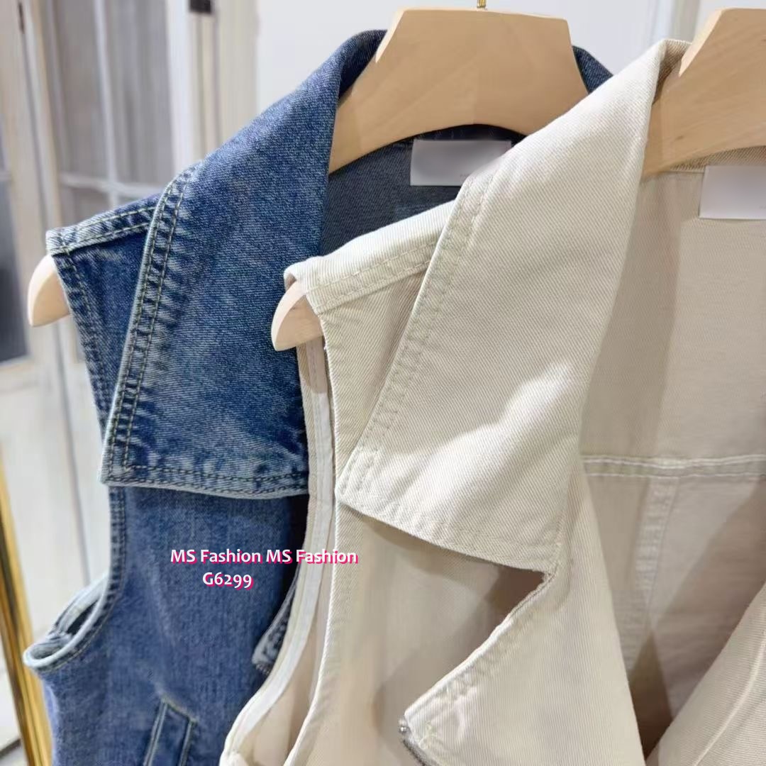 G6299 韓國🇰🇷反領牛仔背心外套