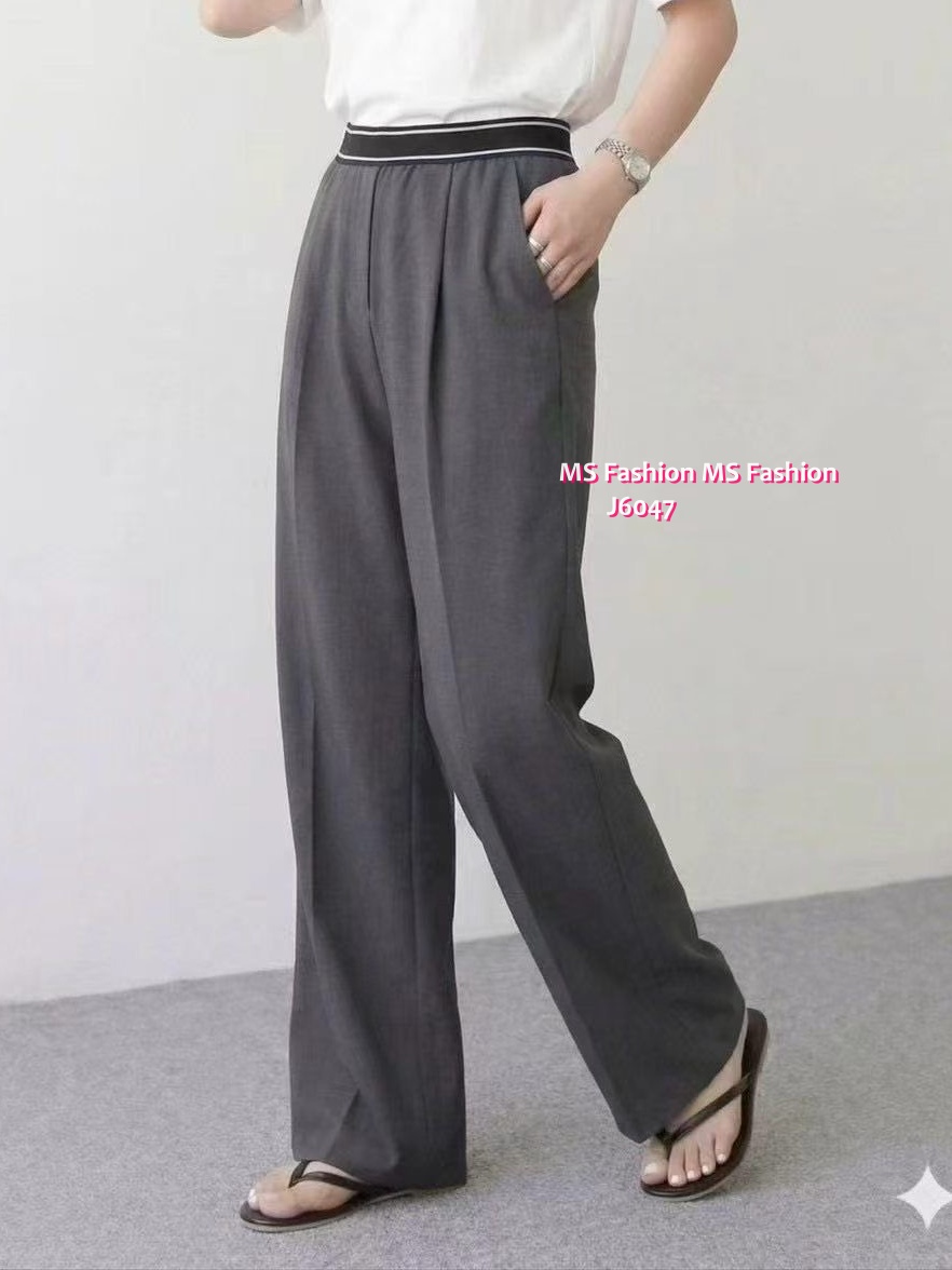 J6047 韓國🇰🇷拼色腰闊筒西褲