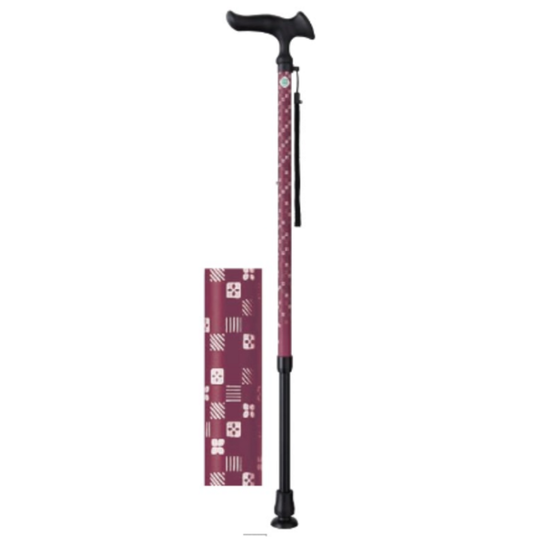 日本富士家花紋枴杖(市松茜)WB3792