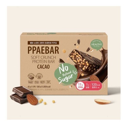 減脂｜韓國 PPAEBAR 高蛋白 酥脆系列 代餐能量棒 鹽味花生醬 / 濃郁朱古力味  9條/盒｜Soft Crunch