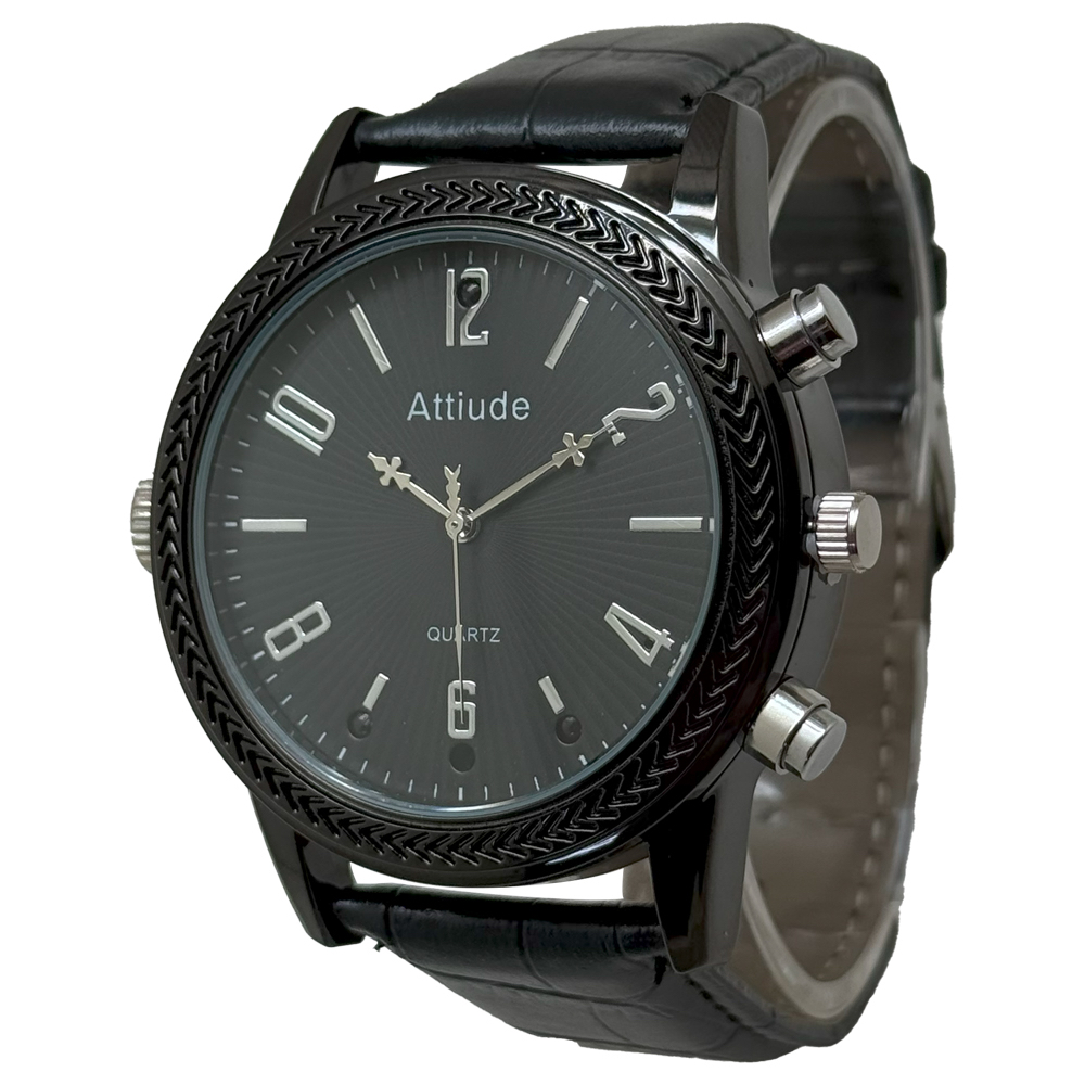 1080P 黑色金屬皮帶手錶造型微型針孔攝影機/影音記錄器 B9 (64G)