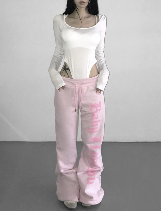 Cotton Gothic Print Flare Sweatpants