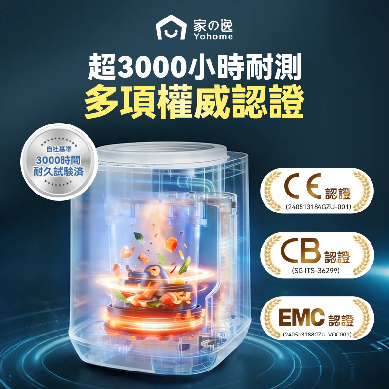 日本Yohome智能粉化減量發酵堆肥可視窗自清潔可卸洗刀組多用途環保廚餘機PRO 