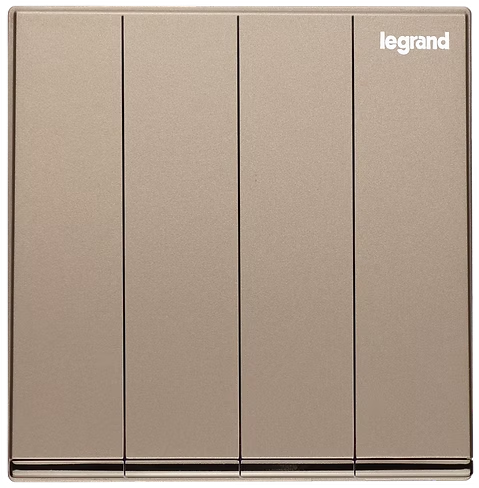 Legrand Galion 玫瑰金 4位雙控 帶指示燈 開關掣