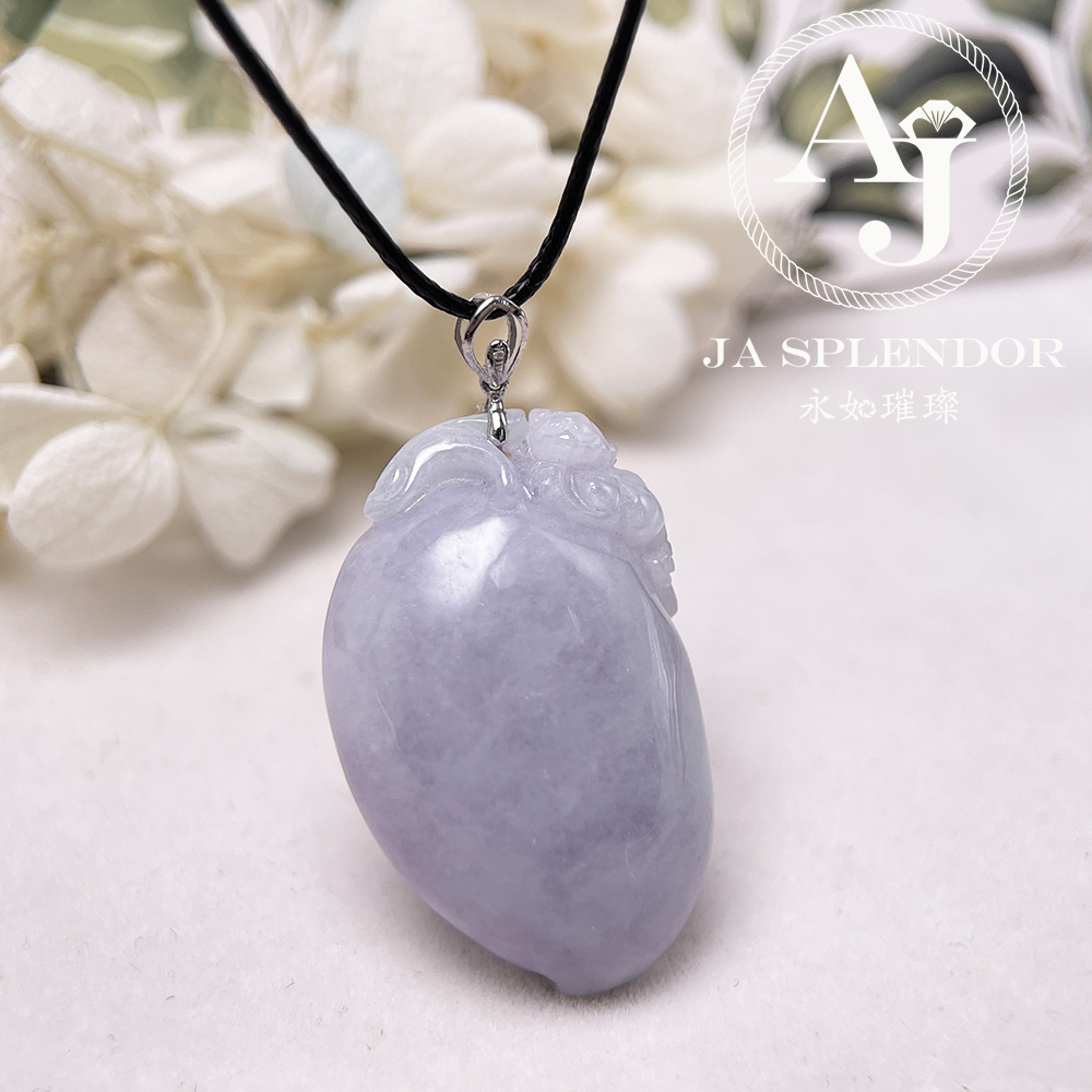JNK-91 天然翡翠A玉 【猴】冰糯紫羅蘭靈猴獻壽18K吊墜
