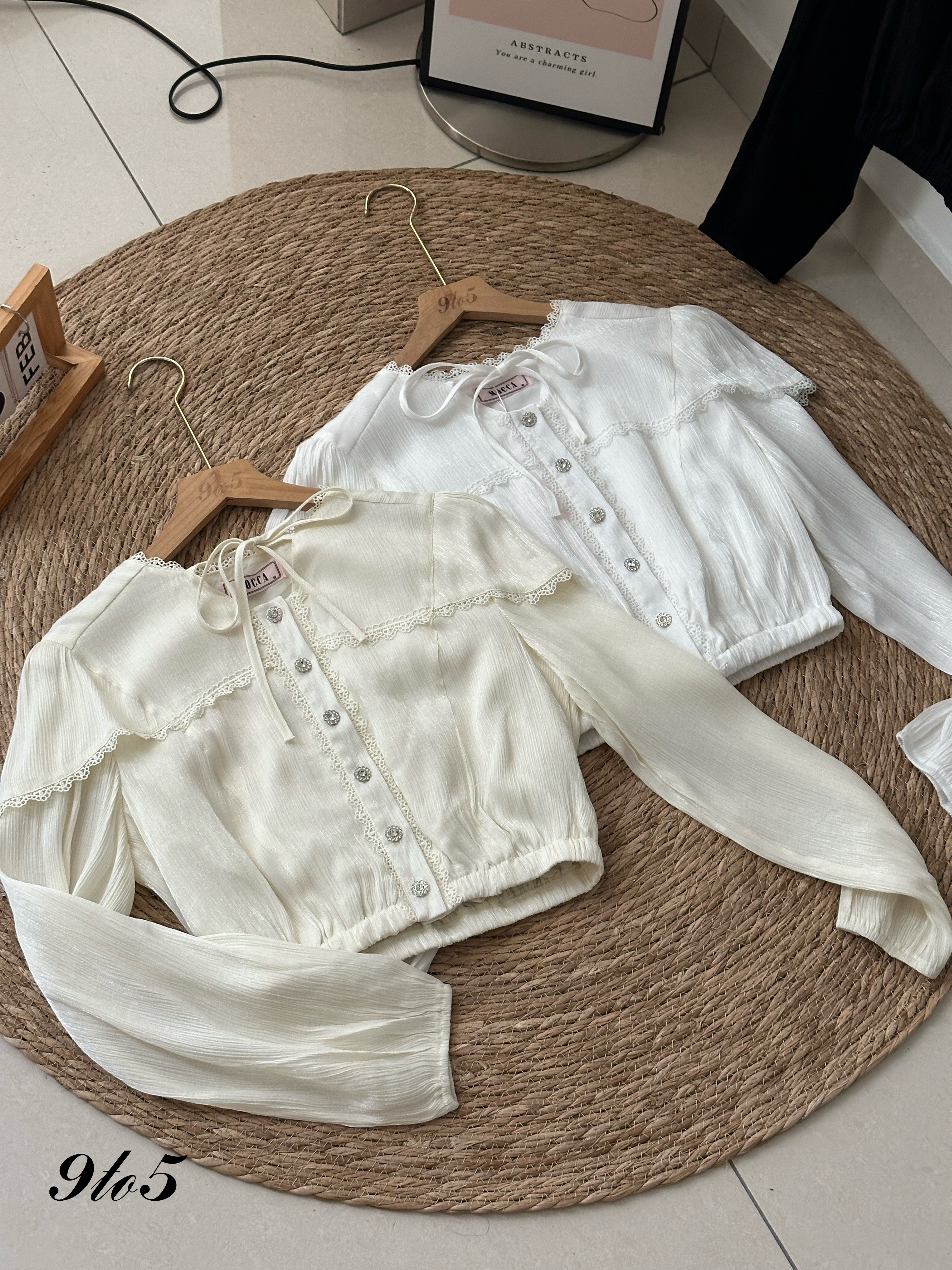 T3974 Lace Peter Pan Blouse - 3 Colors