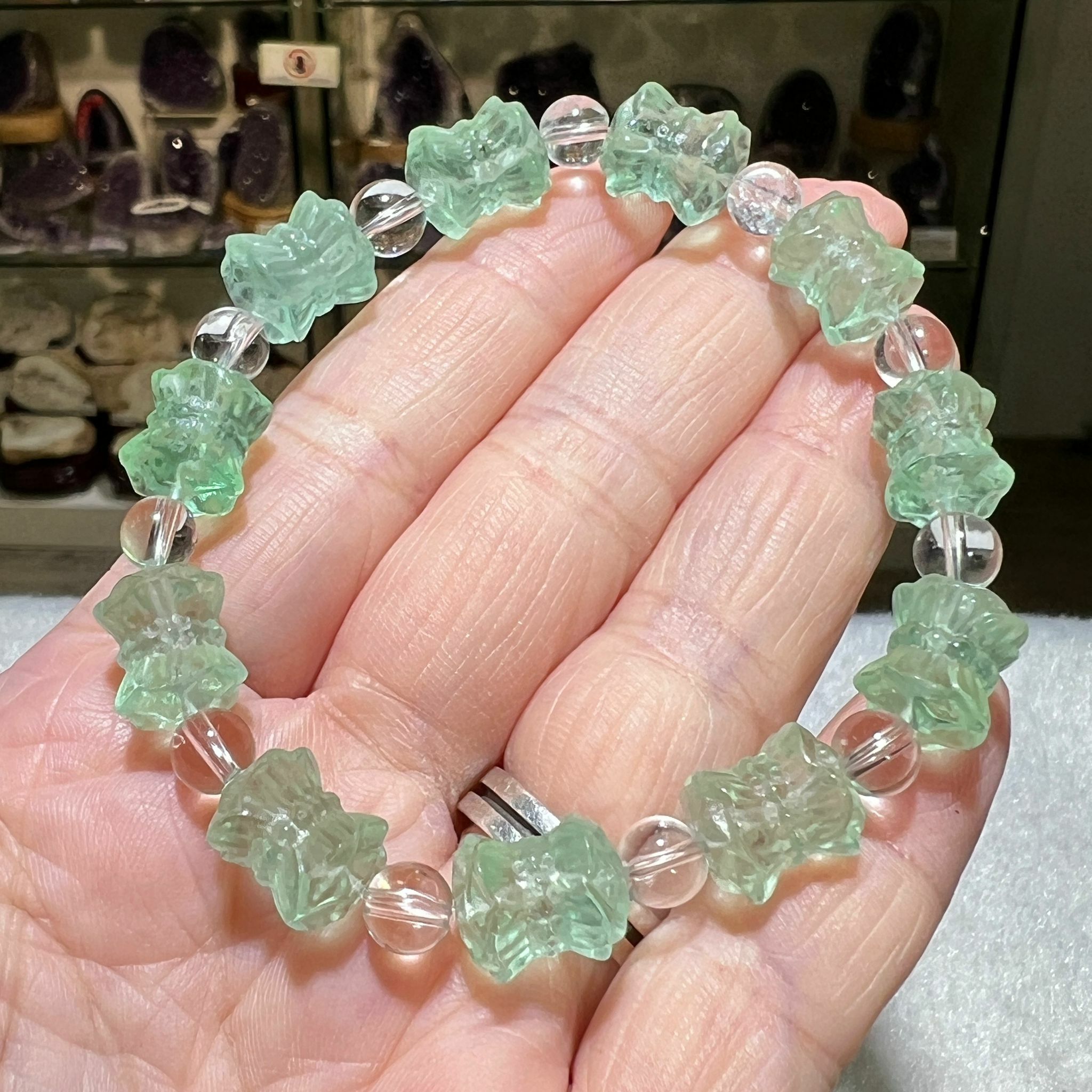 綠螢石 (雙蓮花)手串