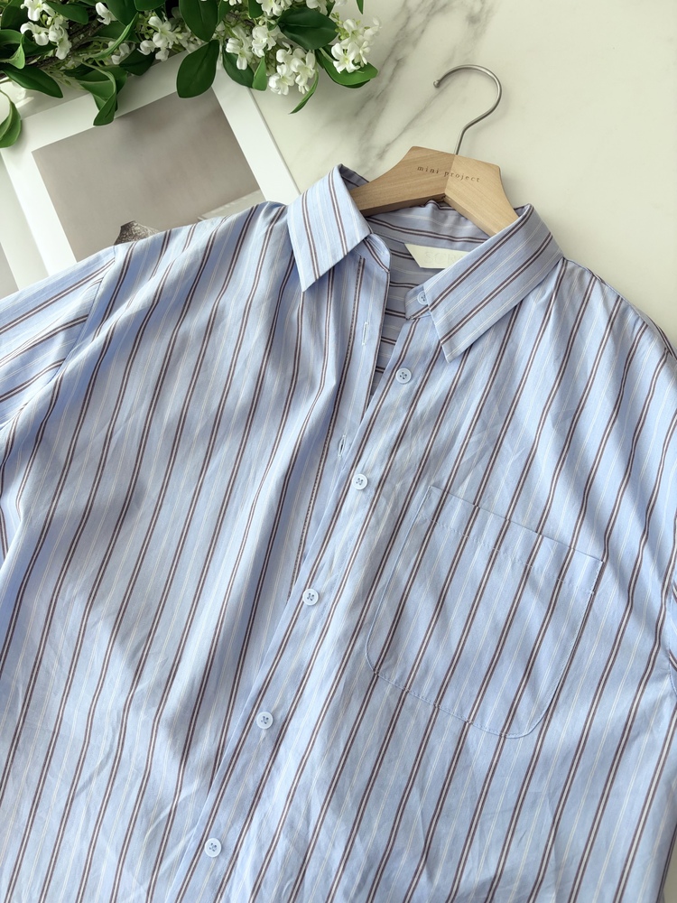 Striped Oversize Shirt (Blue)