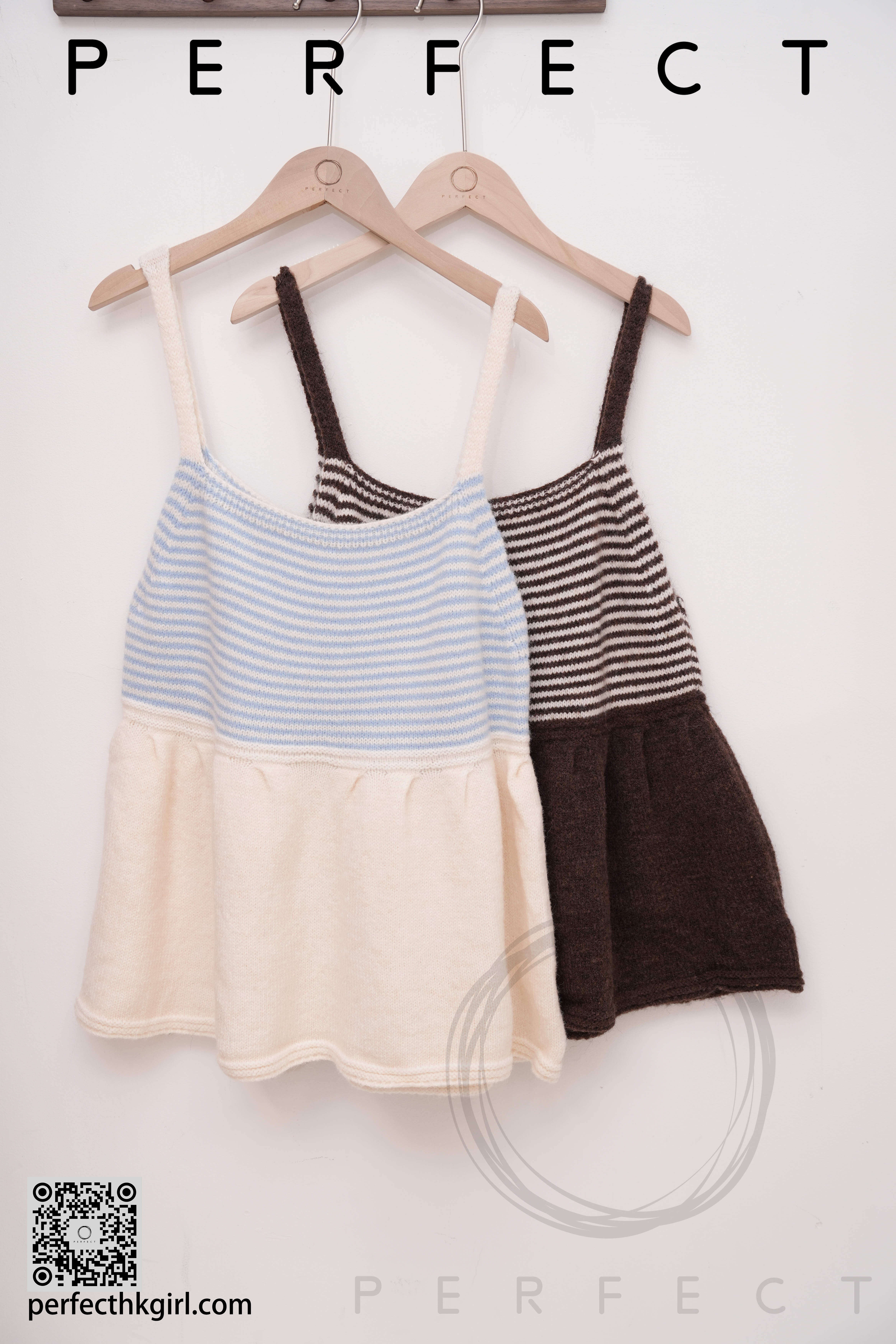 T0041_針織吊帶文青間條背心外搭（大地啡色）