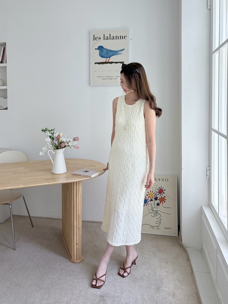 Ruched Slim Dress (Cream)