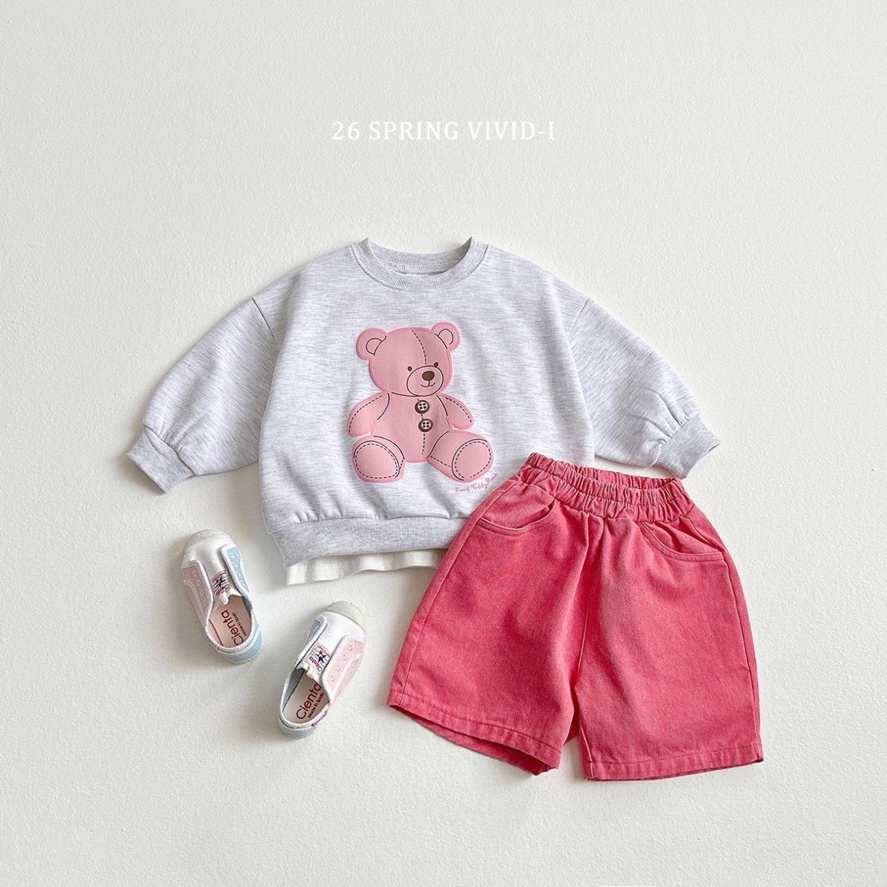 🌸預訂 韓國直送🌸🇰🇷VIVIDI三色泰迪熊印花寬鬆衛衣