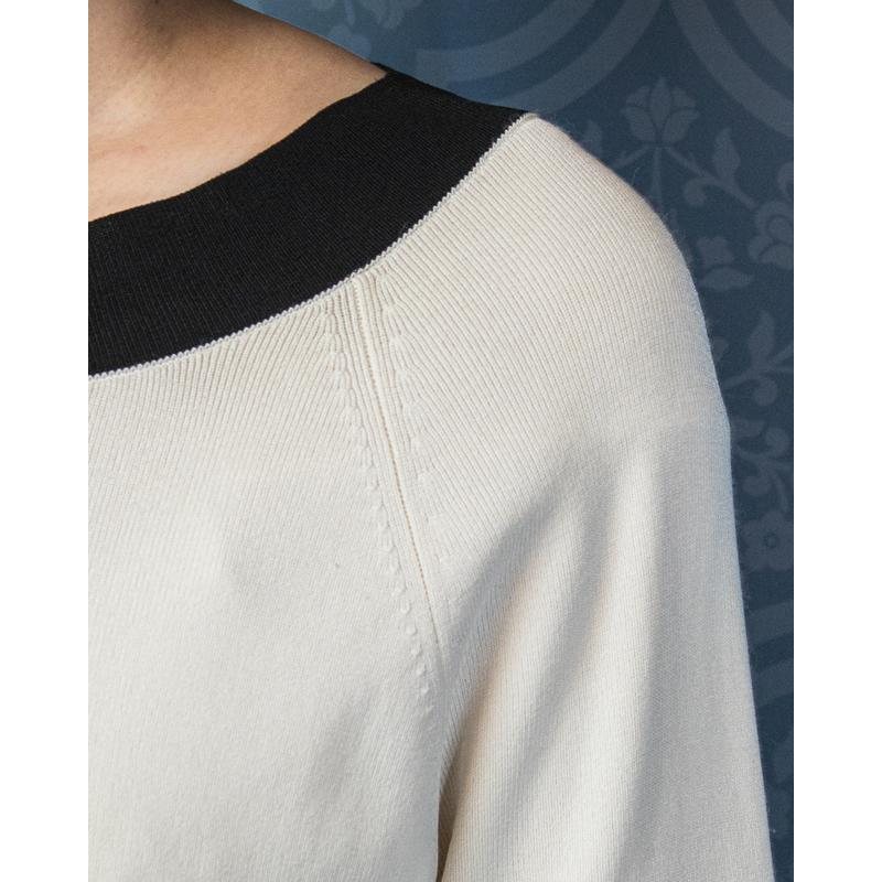 C.a. 1990s Classic Black and White Knitted Top - Size M/L