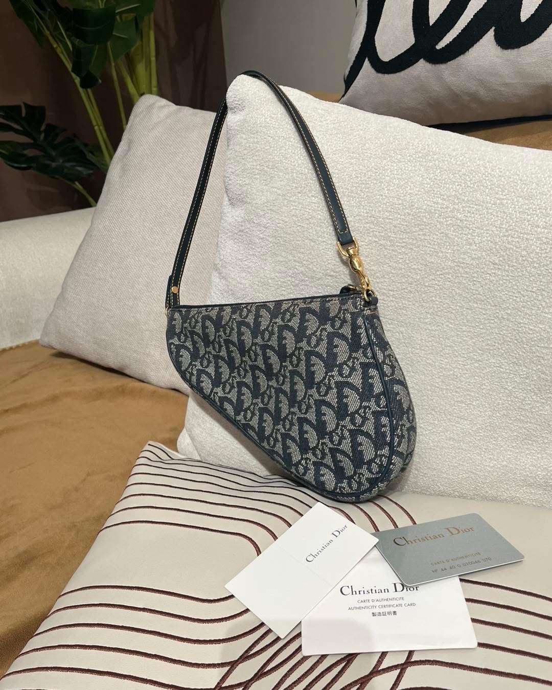 DIOR TROTTER JACQUARD SADDLE Vintage bag,100%Authentic,95%new ✅card✅dust bag