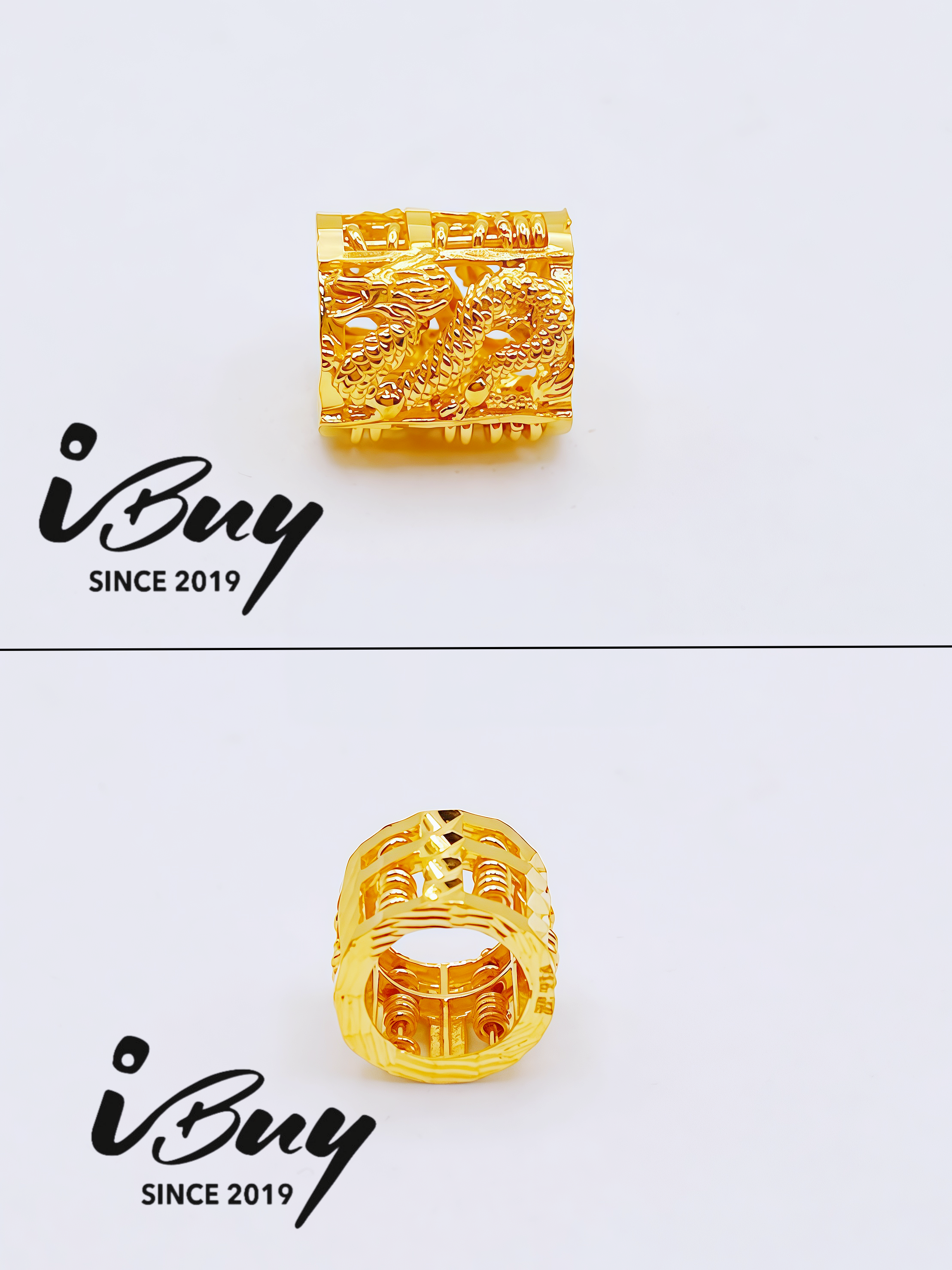 916 GOLD DRAGON UNCOUNTABLE ABACUS BEAD 916 金 龙柱算盘串咀
