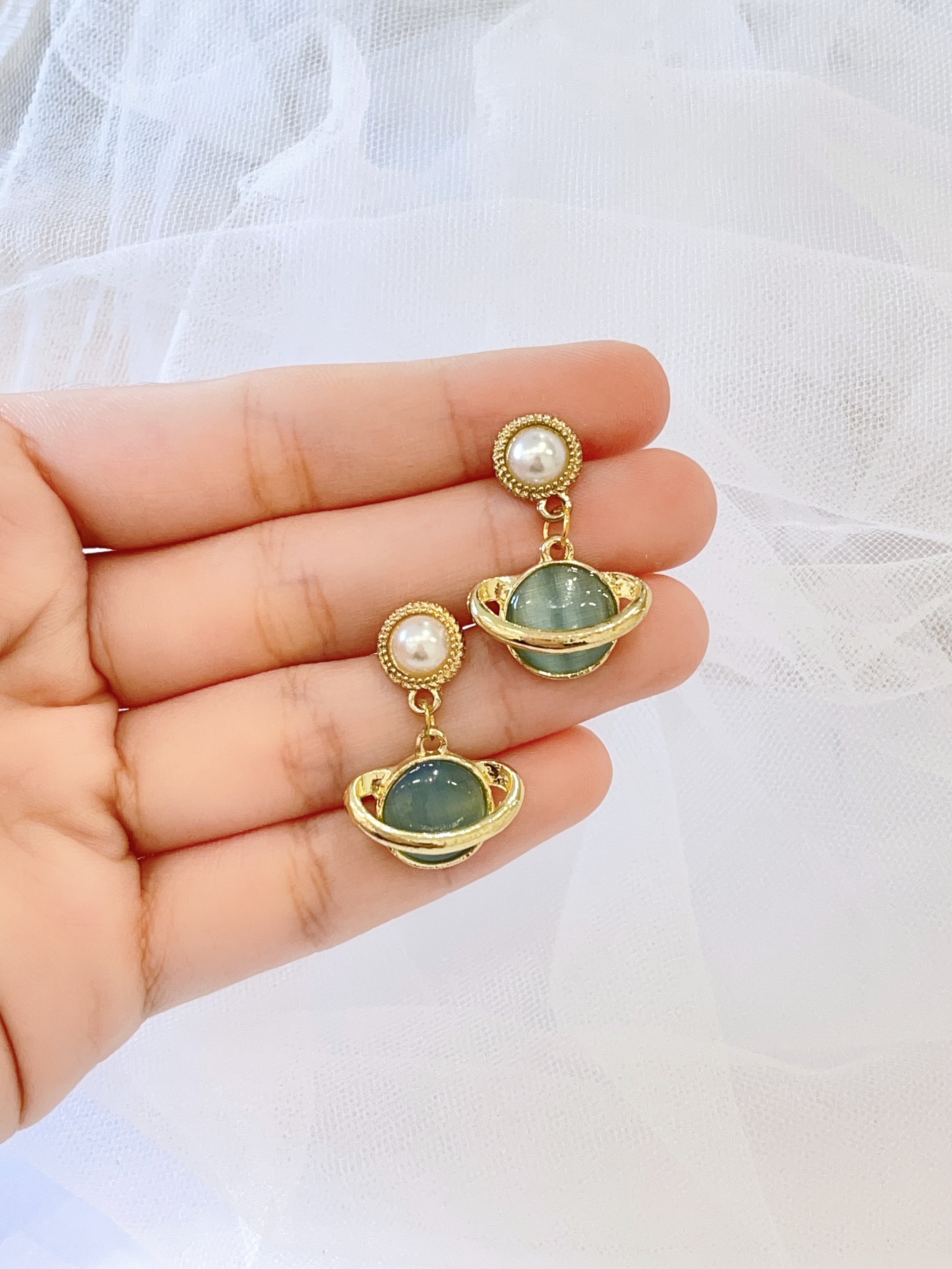 梦幻星空珍珠耳坠耳环