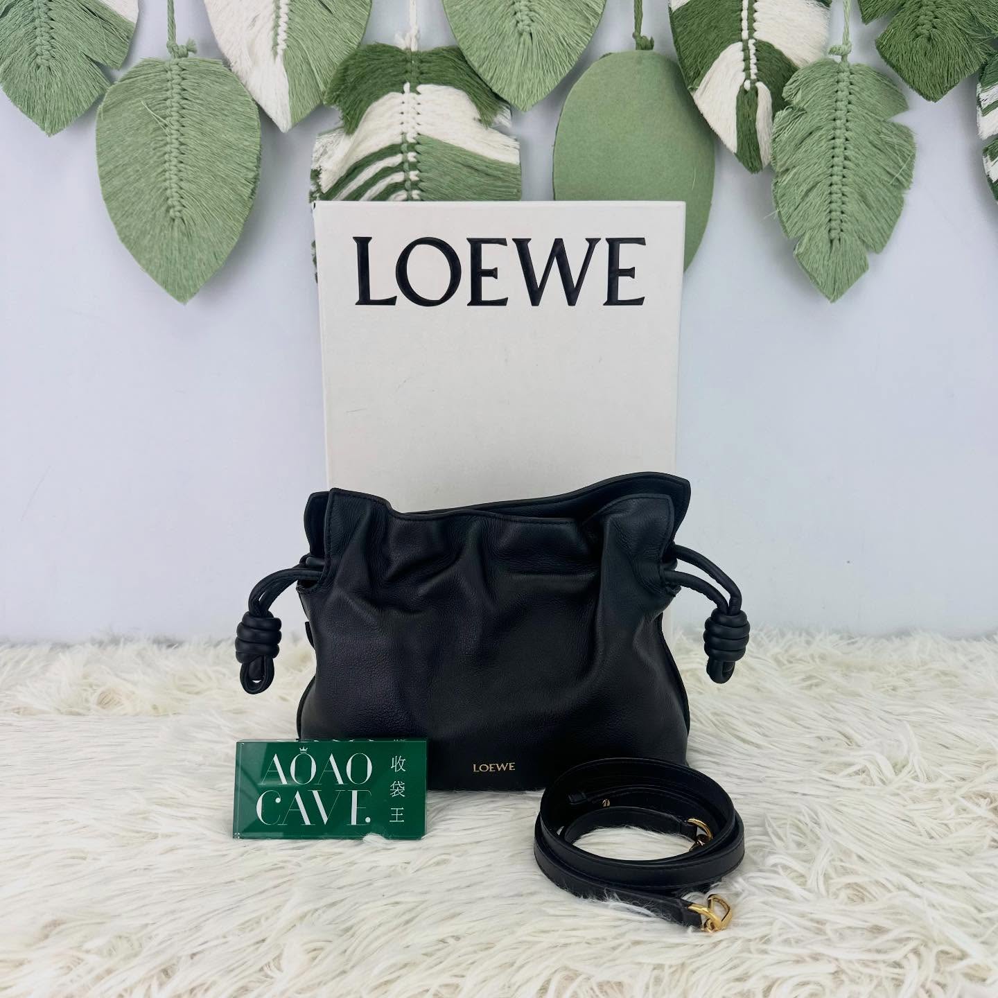 LOEWE 🤍PRE OWNED Mini Flamenco Clutch 黑金福袋包 全套有單🖤