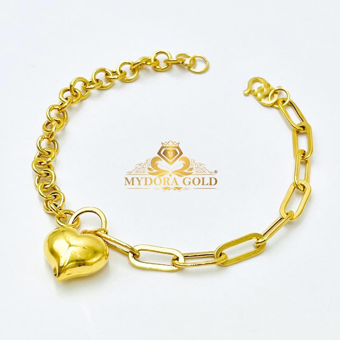MYDORA Rantai Tangan Mini Gajah Paper Clip + LOVE Tengah l EMAS 916/22K