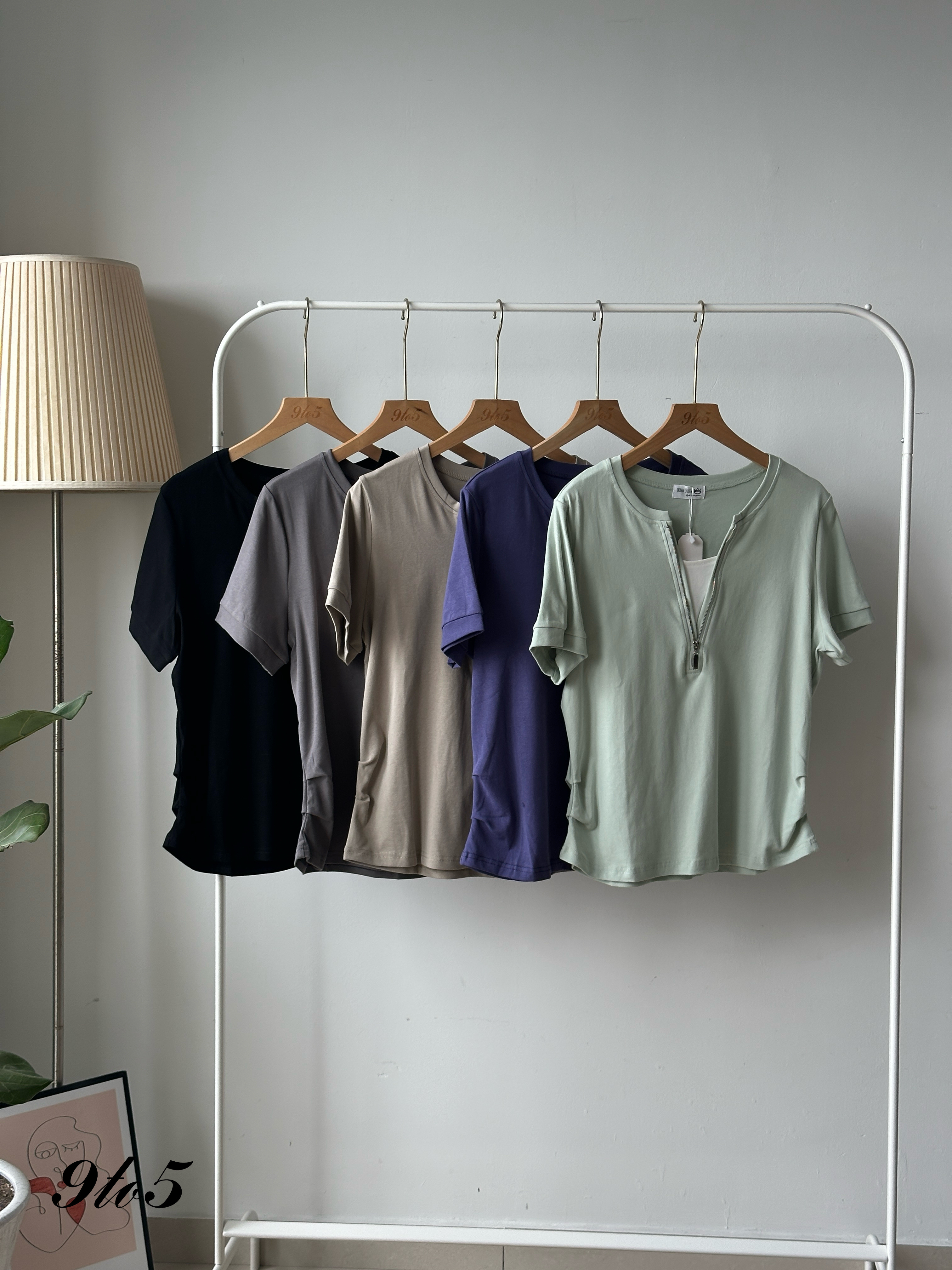 T4063 Fake Two-Piece Zip Top - 5 Colors 