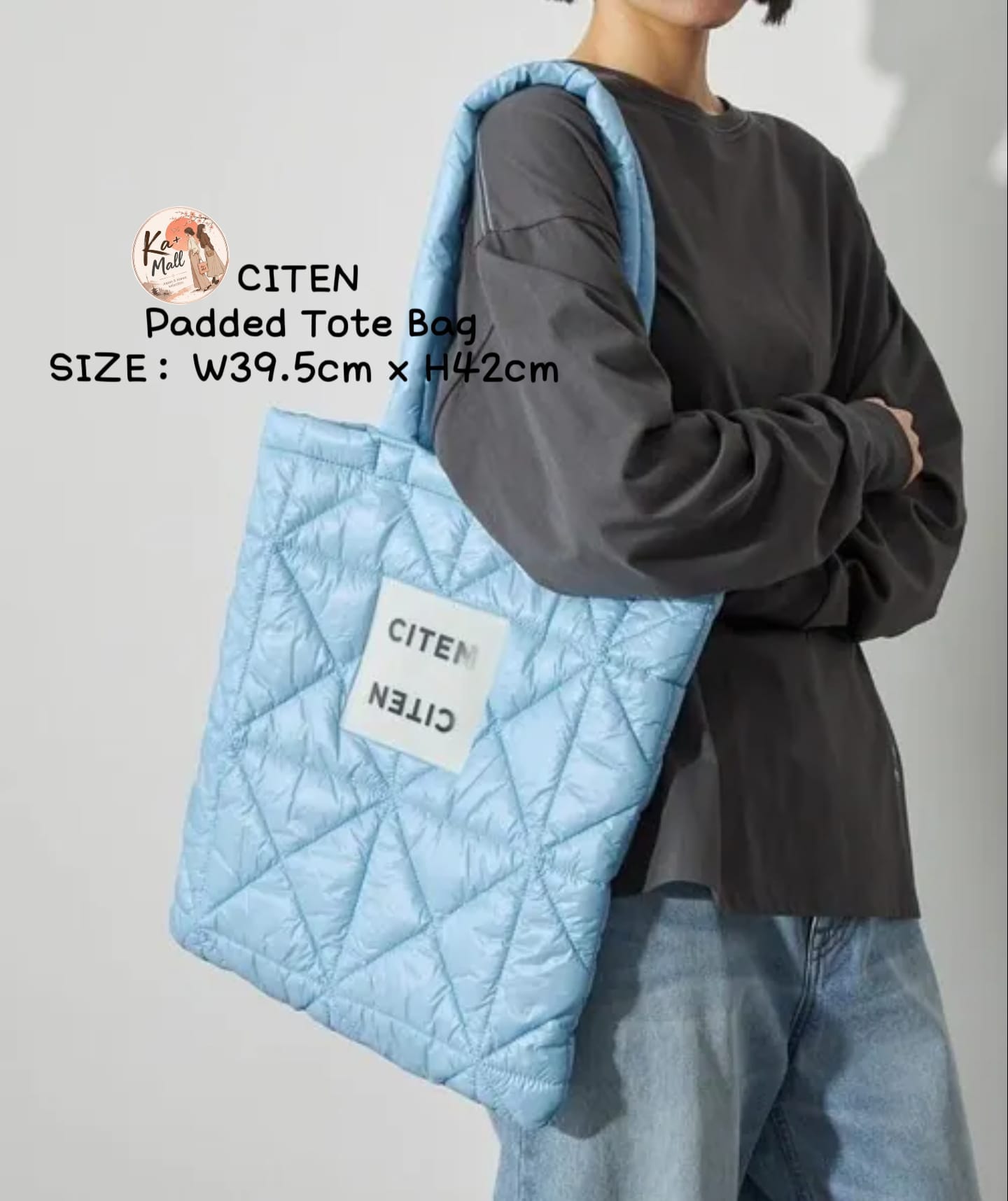 CITEN 菱格紋鋪棉托特包 (W39.5cm x H42cm) 多色可選