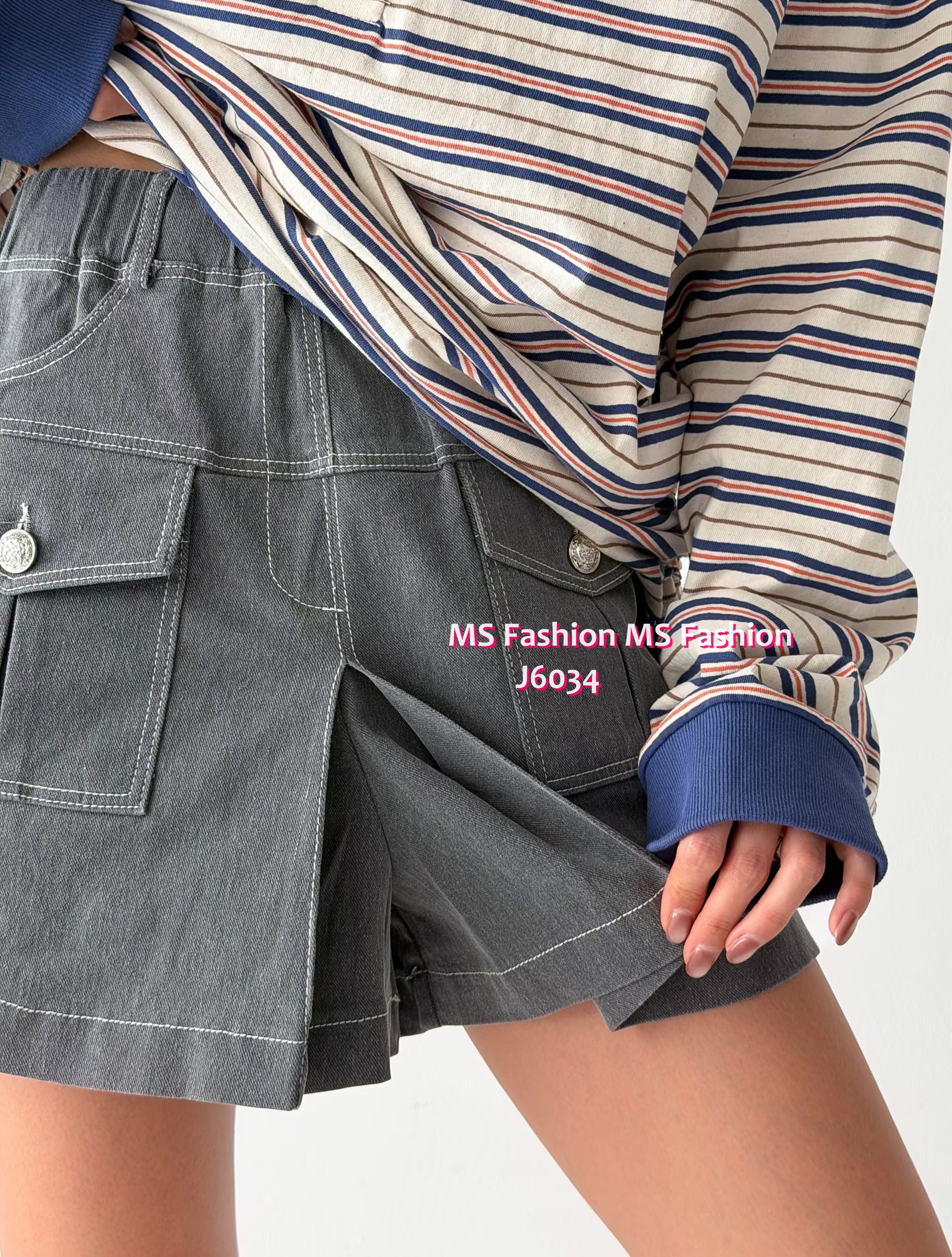 J6034 韓國🇰🇷型格明線裙褲仔