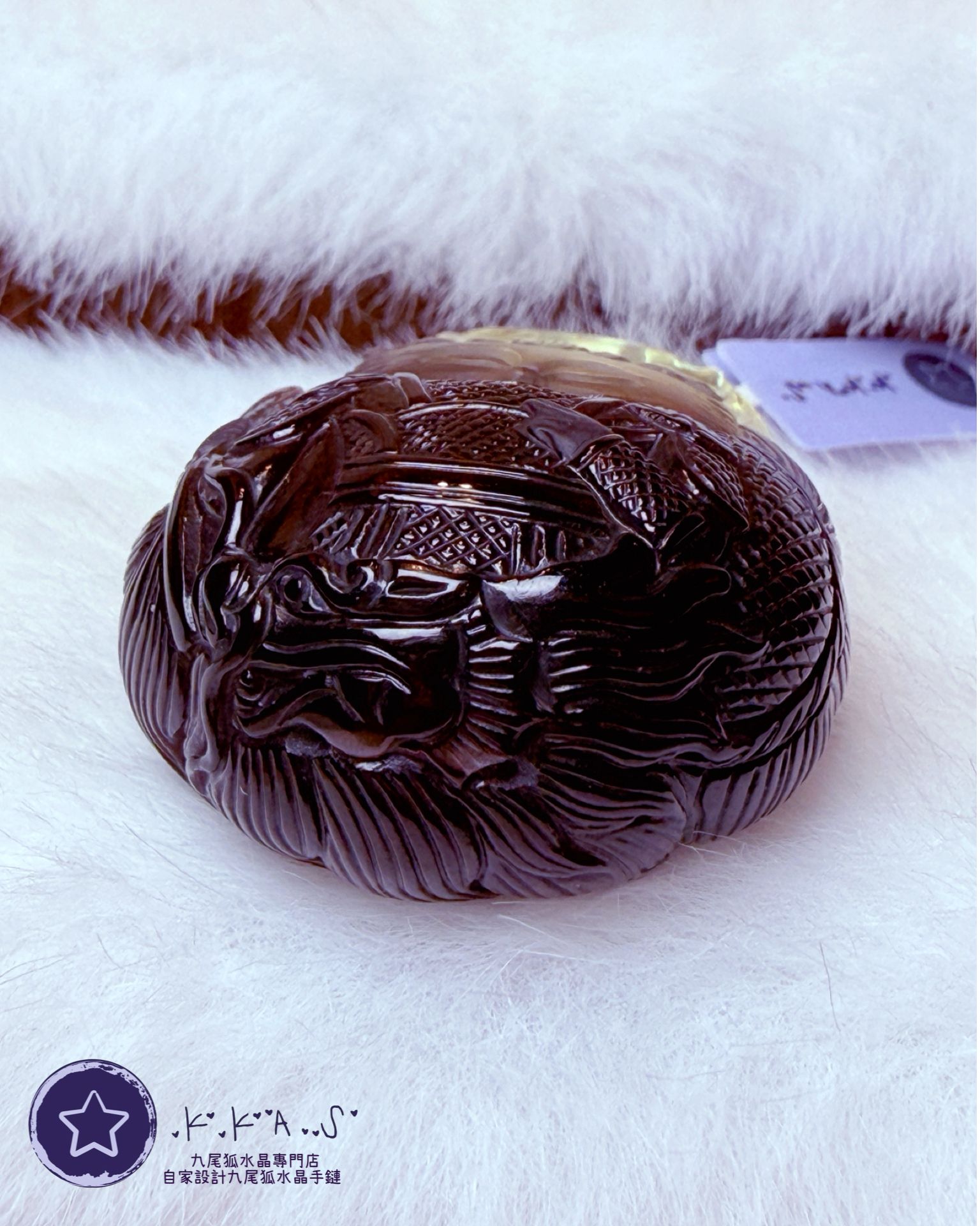 K00120 茶水晶 將軍龍狐 - 吊墜/手牌兩用款