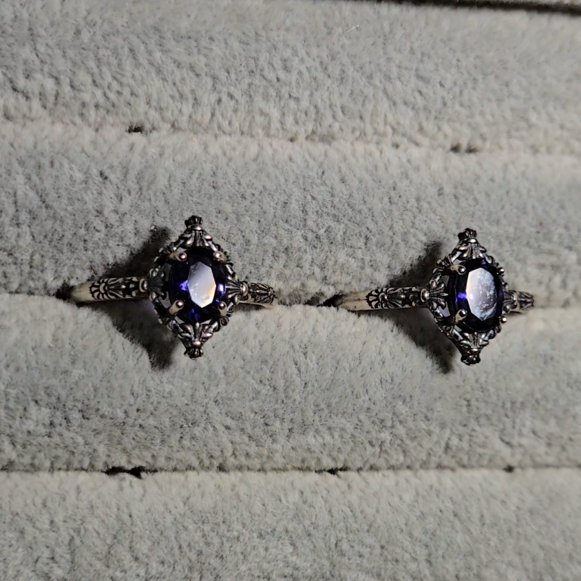 Iolite rings in adjustable sterling silver - JW35