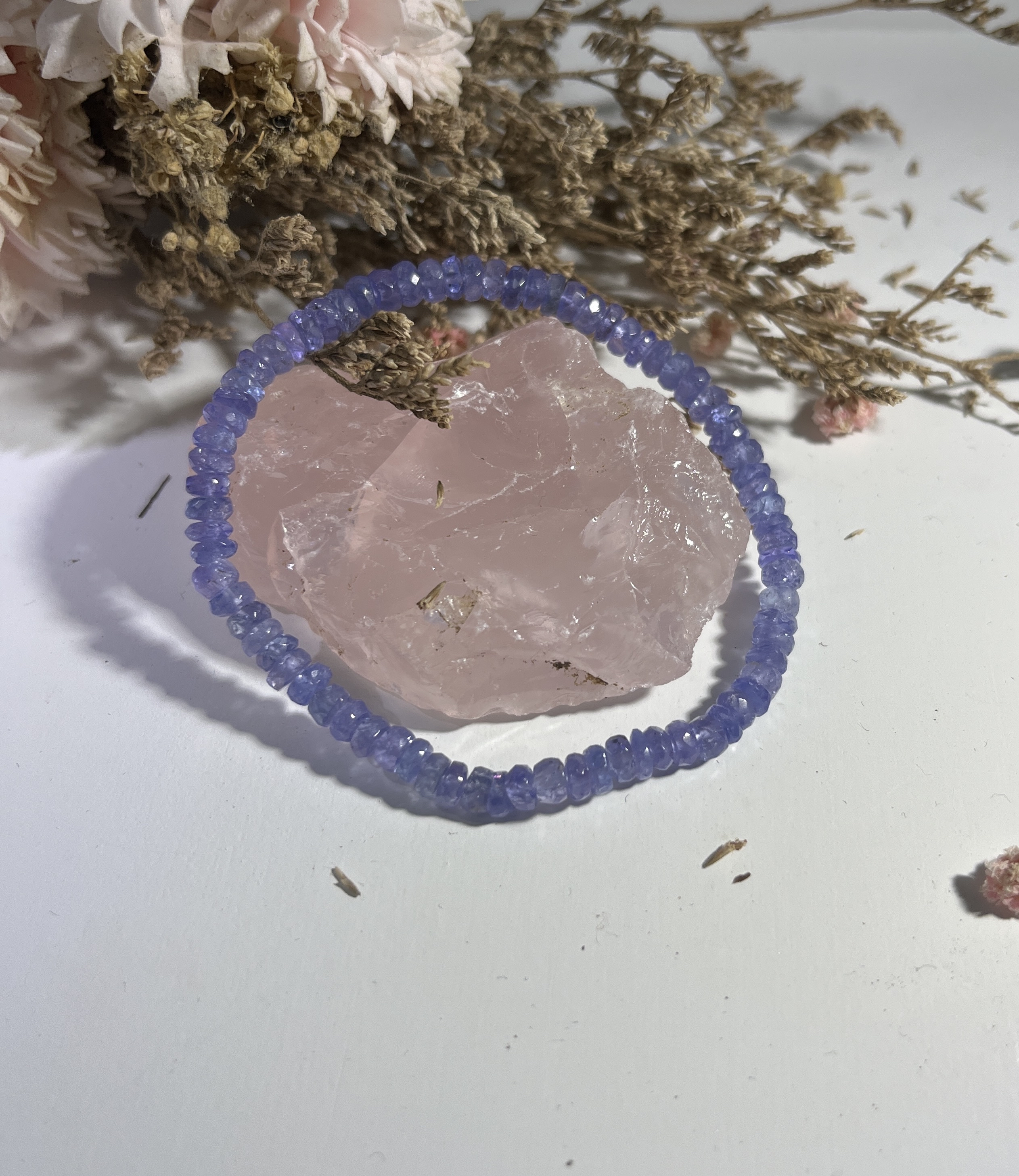 高品質透體坦桑石切面算盤珠 4m+