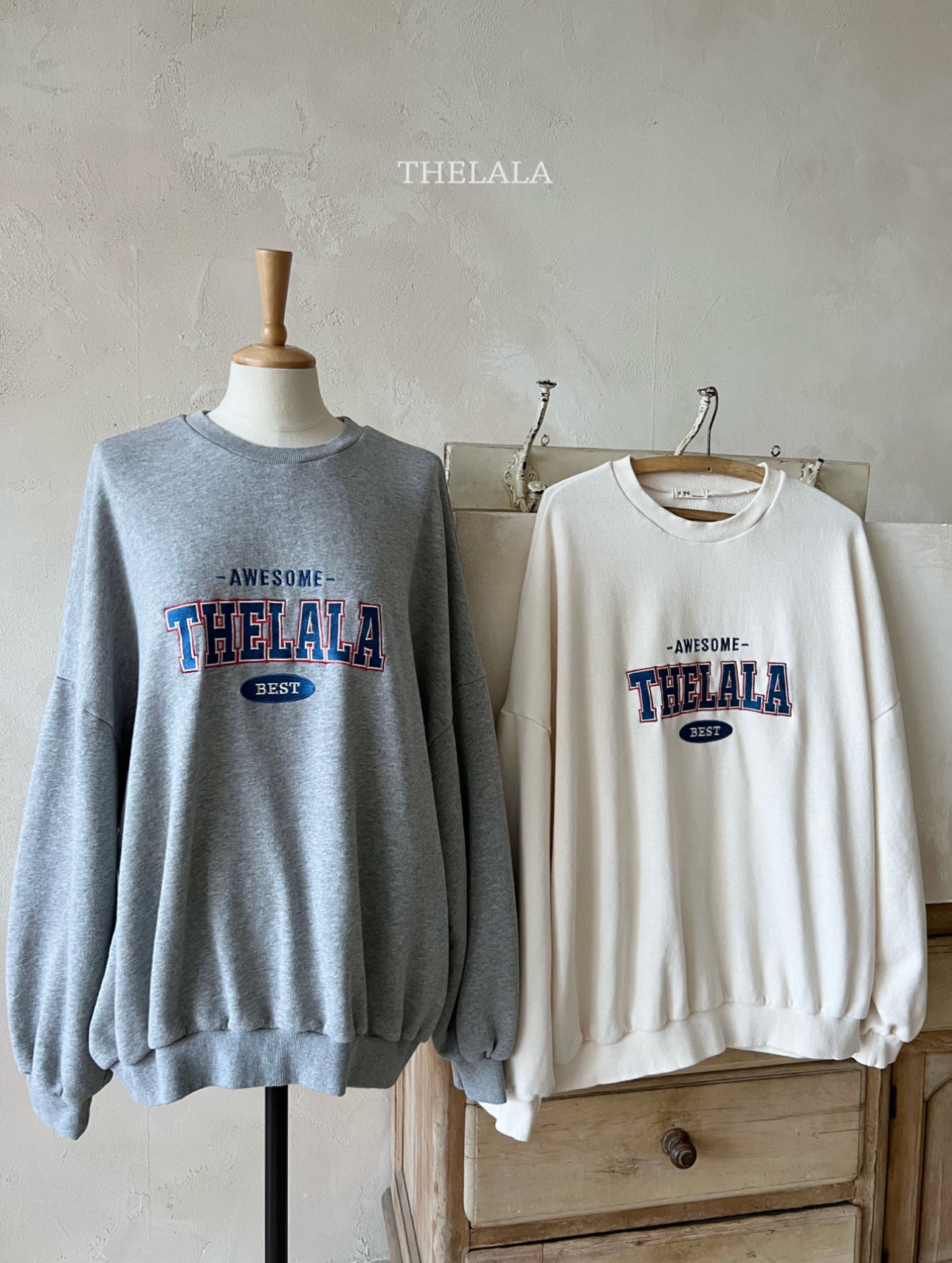 🌸預訂 韓國直送🌸🇰🇷THELALA兩色親子款標誌刺繡貼花衛衣