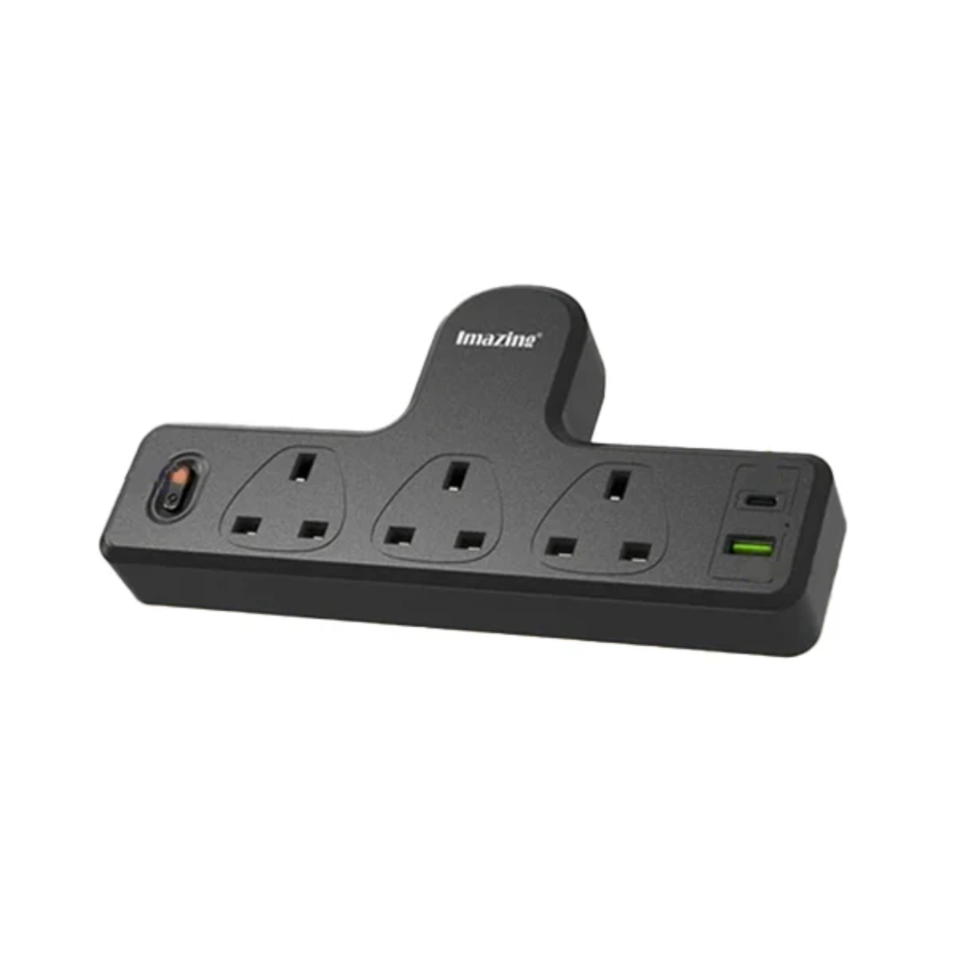 Imazing IM1U3K-C 防雷拖板 - 3 插位+ 1 USB + Type C 黑色