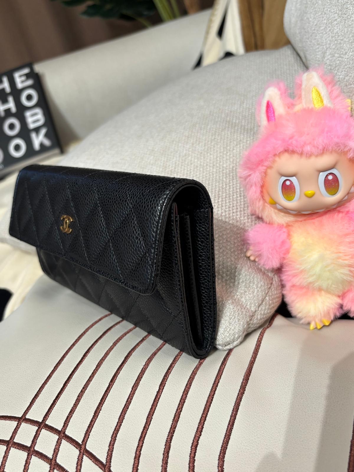 未使用品 Chanel classic long wallet 黑色荔枝牛皮 ,100%Authentic,unused ✅card✅box