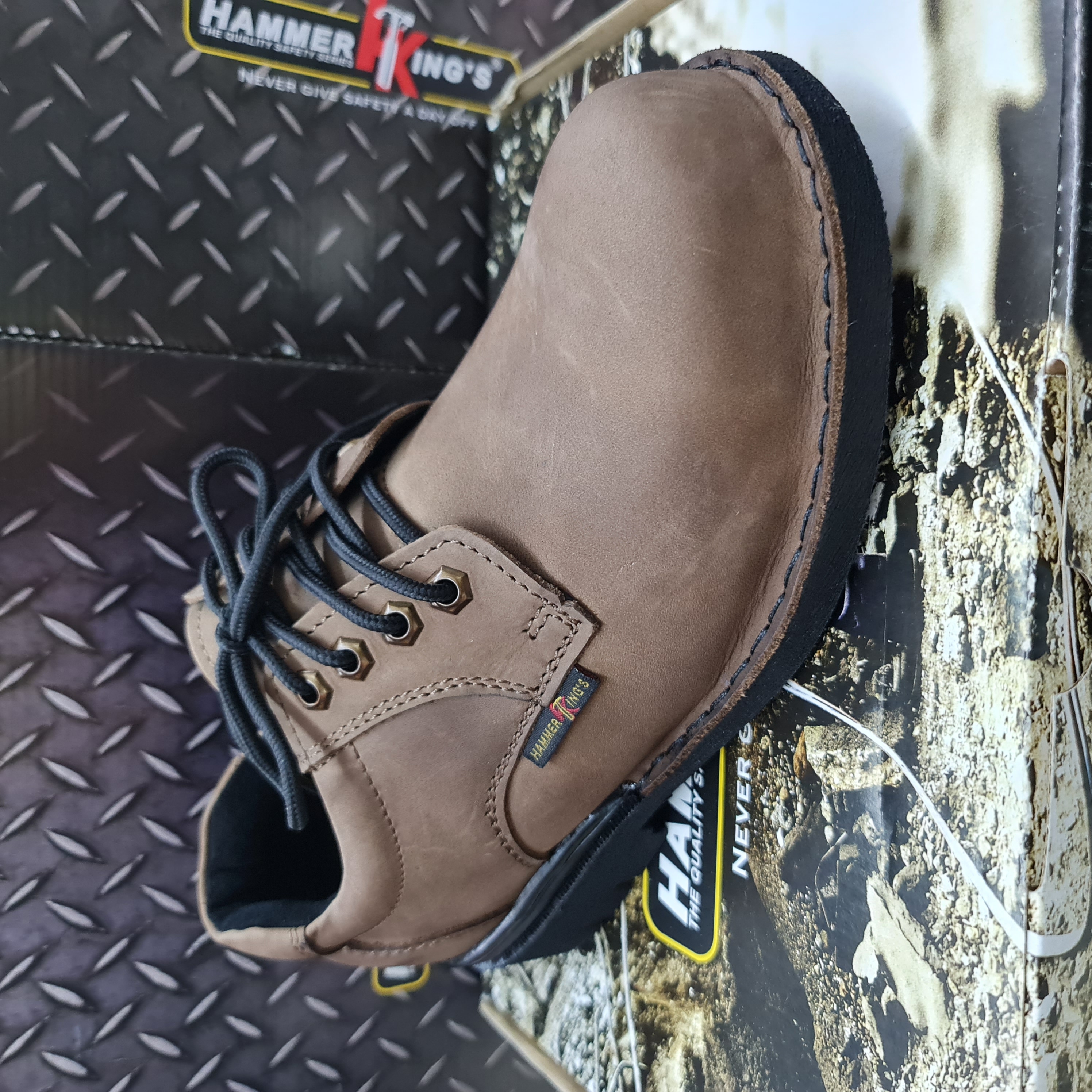 Hammer King's HK 13034 Industry Steel Toe Cap Leather Safety Shoe Kasut Keselamatan Rubber Outsole