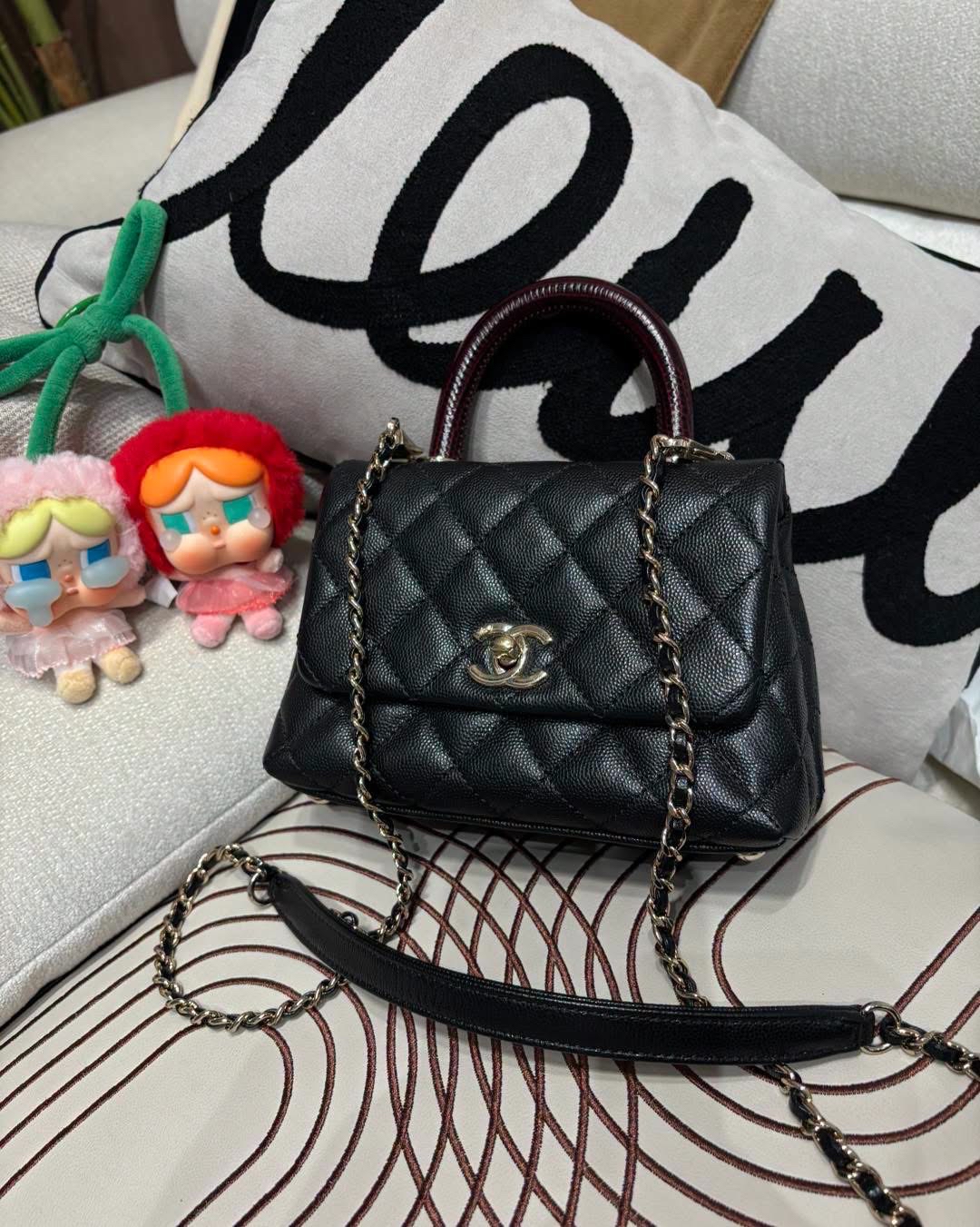 Chanel coco handle mini 黑色荔枝牛皮金鏈 100%Authentic, 98%New  ✅收據✅31卡 ✅dust bag✅box