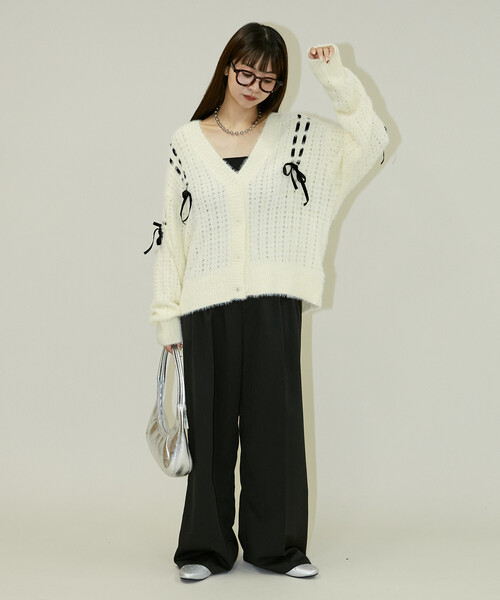 蝴蝶結綁帶針織外套