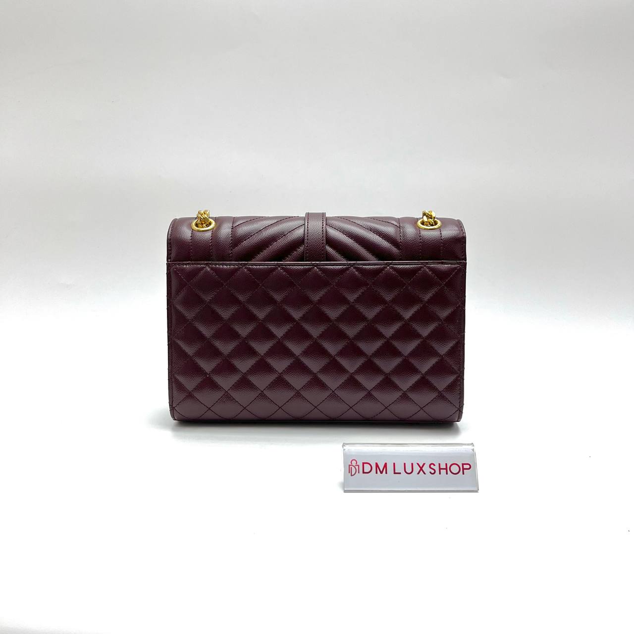 YSL Medium Envelope Bag Burgundy GHW