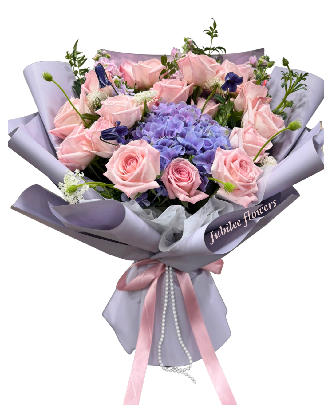 玫瑰 繡球 花束