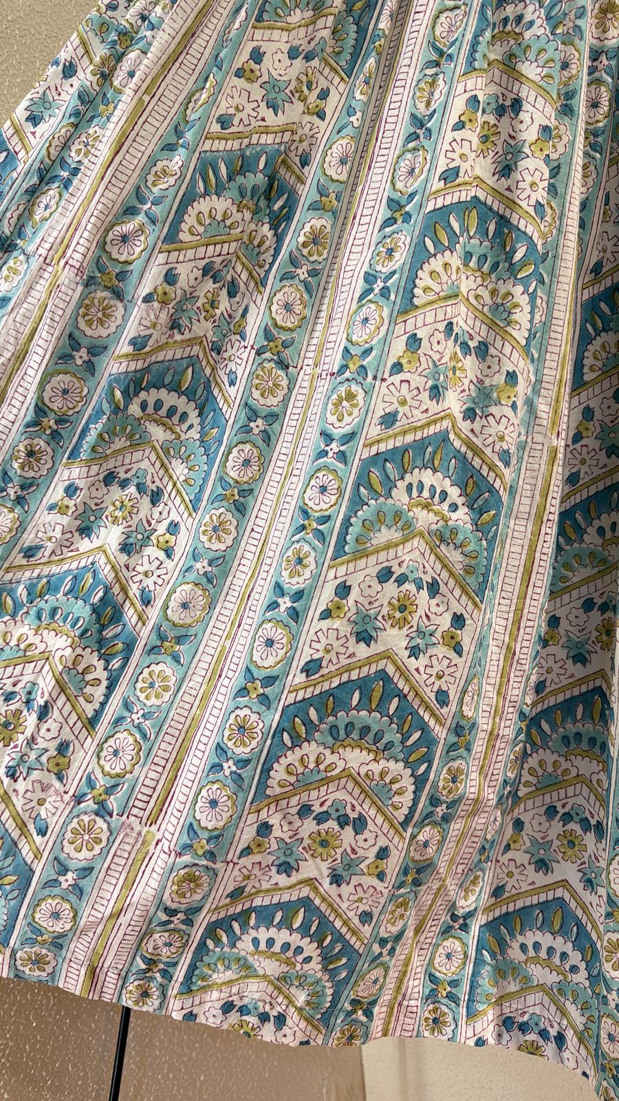 SSD009 Light Green Block Prints Skirt 37"