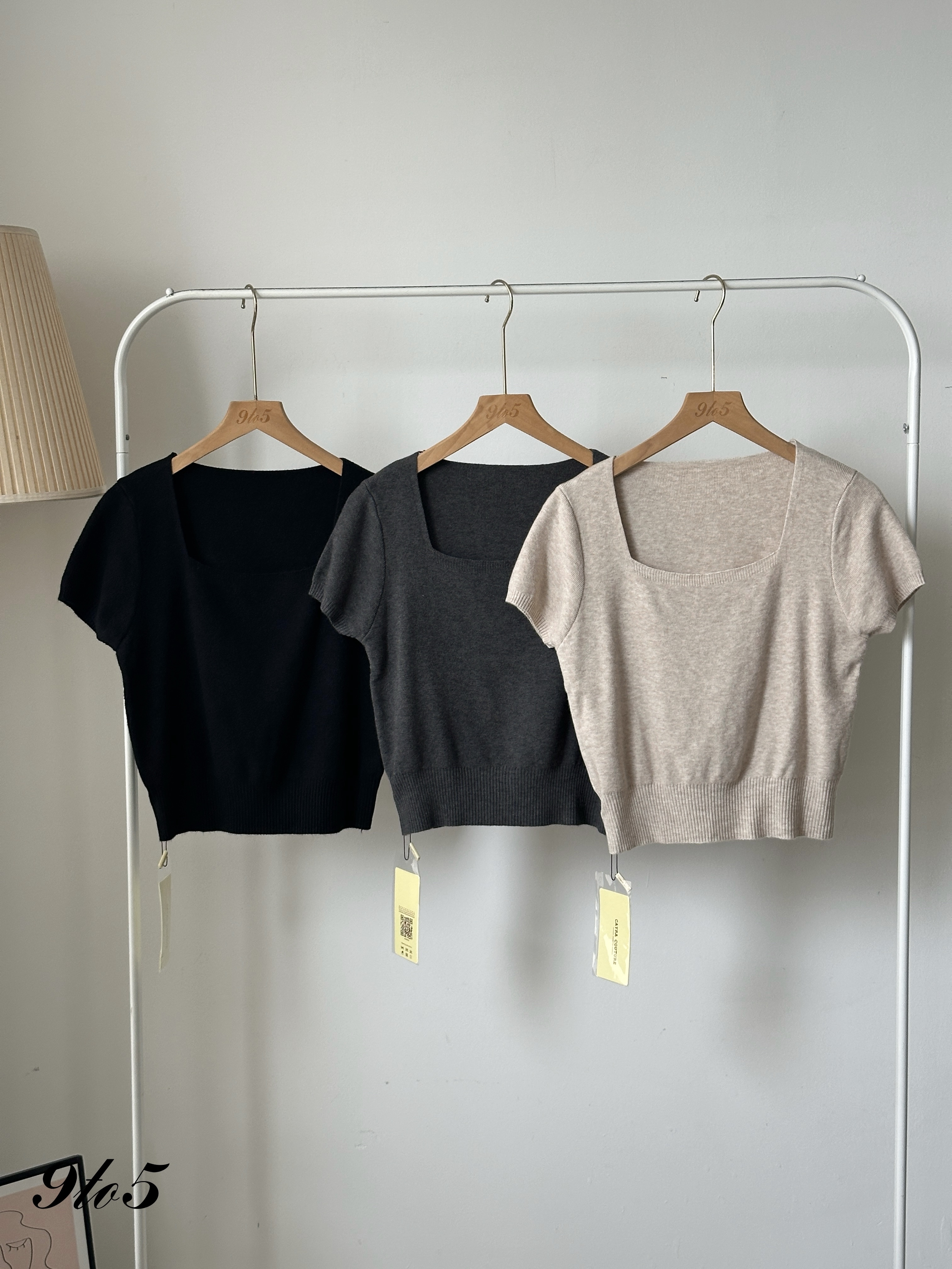 T4095 Square Neck Knit Top - 6 Colors 